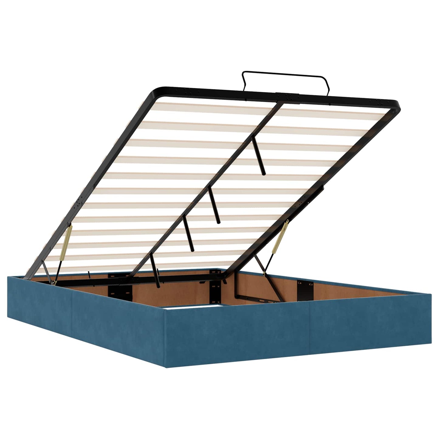 vidaXL Κρεβάτι Ottoman με Στρώμα και LED Σκούρο Μπλε 140 x 200 cm