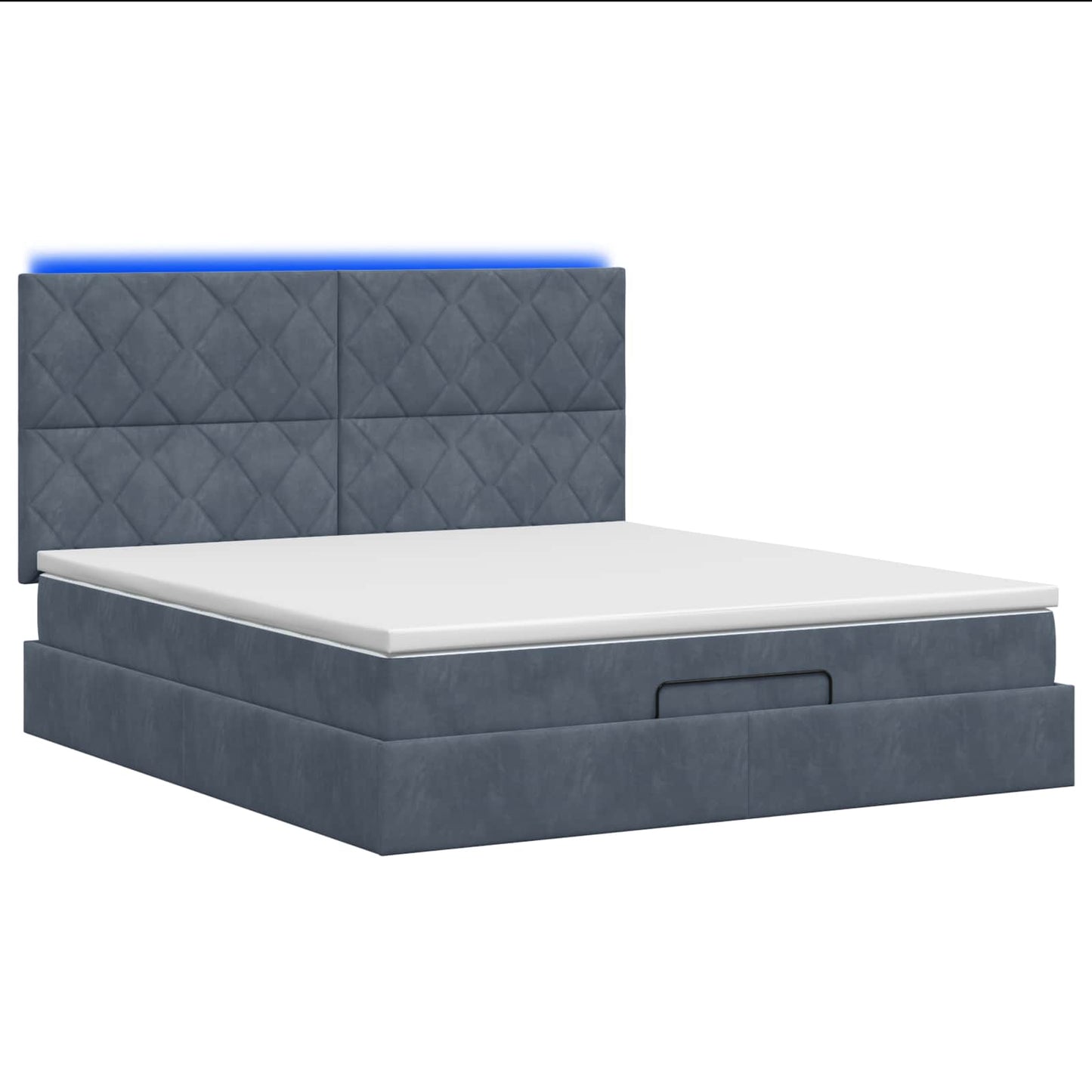 vidaXL Κρεβάτι Ottoman με Στρώμα και LED Σκούρο Γκρι 160 x 200 cm
