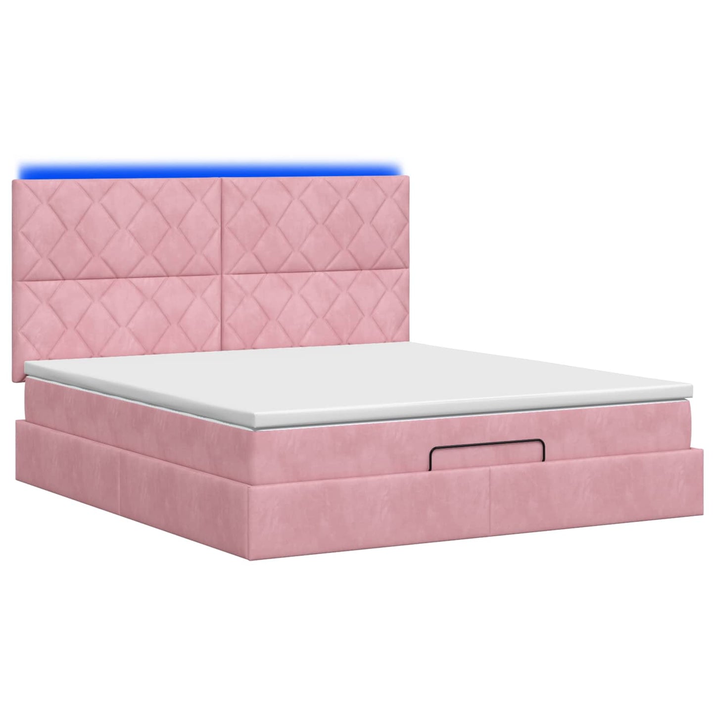 vidaXL Κρεβάτι Ottoman με Στρώμα και LED Ροζ 180 x 200 cm Βελούδο