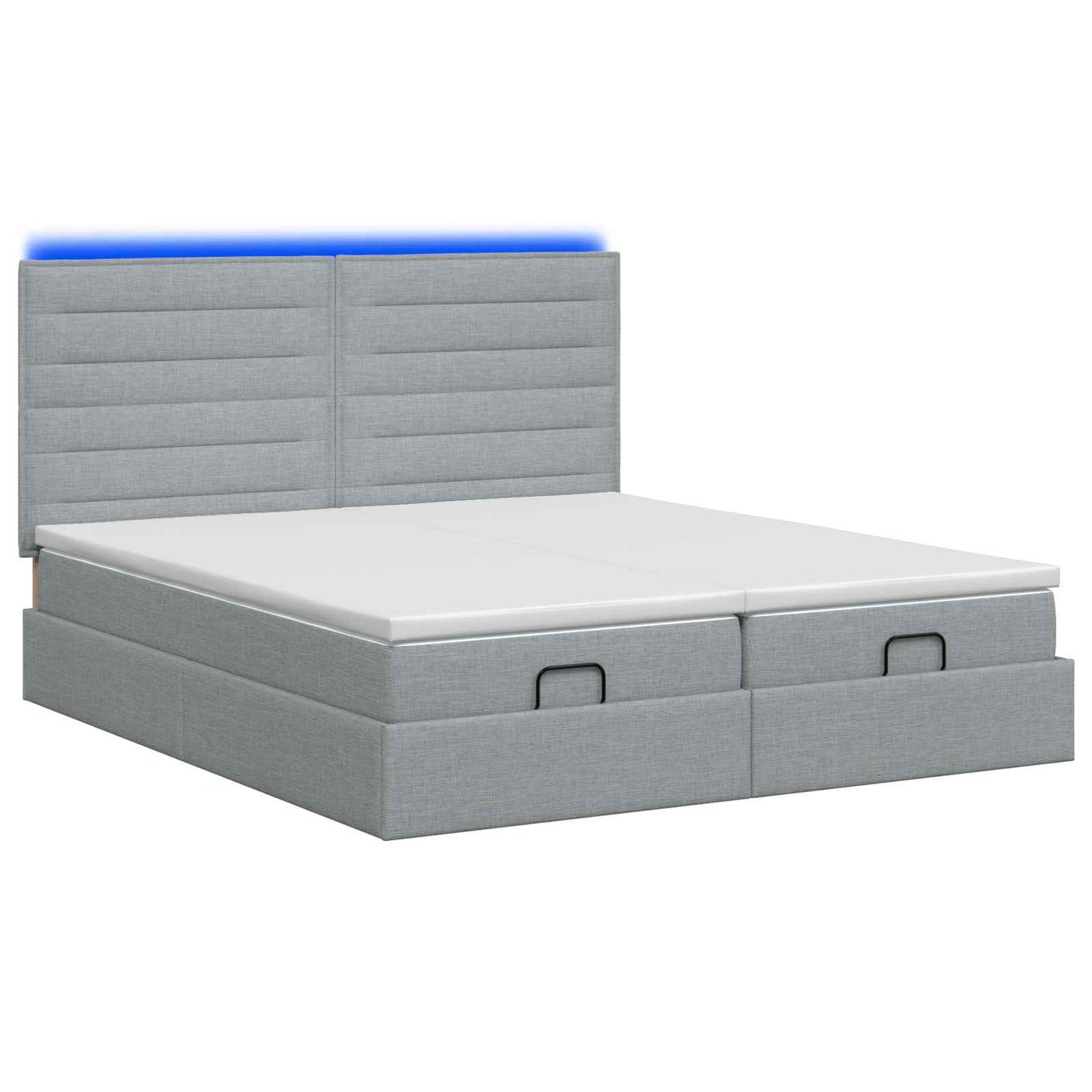 vidaXL Κρεβάτι Ottoman με Στρώμα και LED Ανοιχτό γκρι 160 x 200 cm