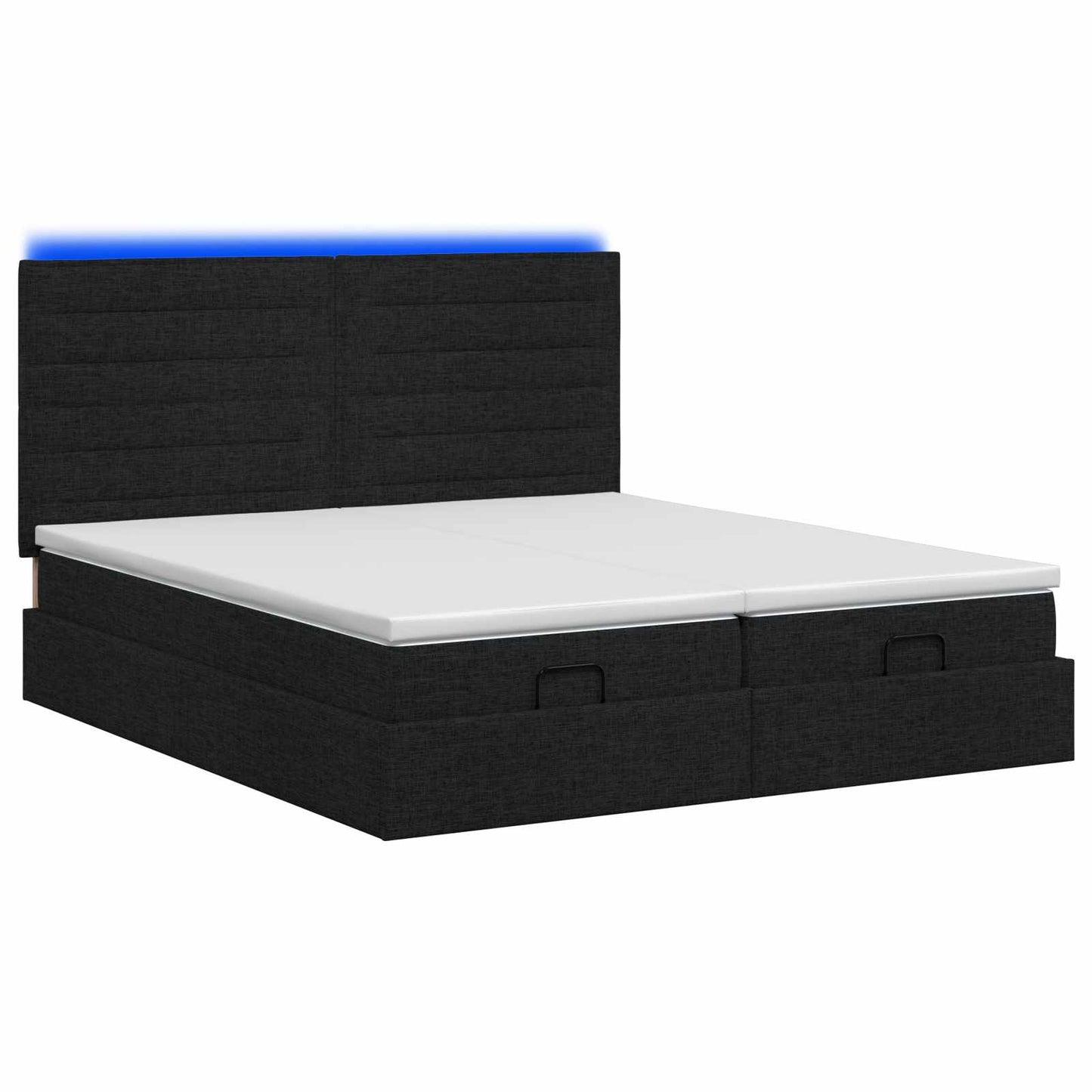 vidaXL Κρεβάτι Ottoman με Στρώμα και LED Μαύρο 160 x 200 cm Ύφασμα