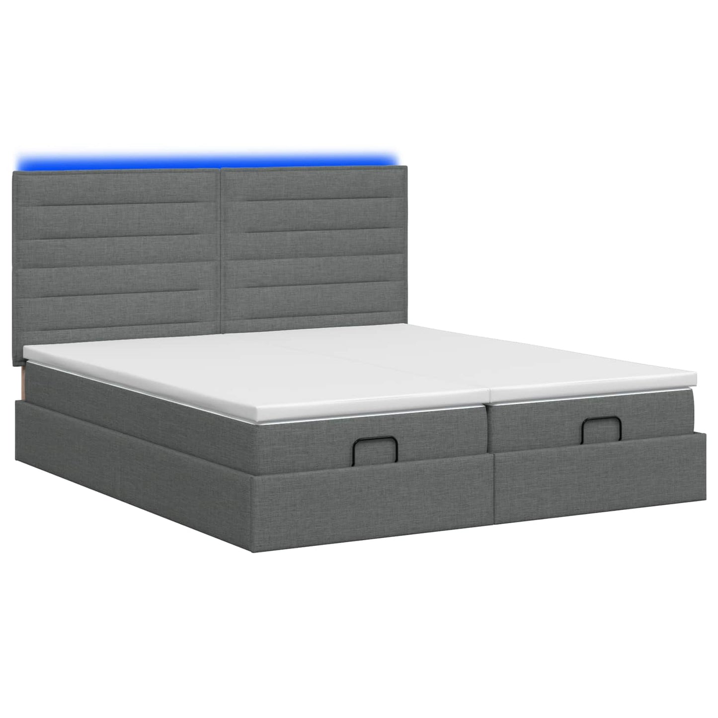 vidaXL Κρεβάτι Ottoman με Στρώμα και LED Σκούρο Γκρι 200 x 200 cm