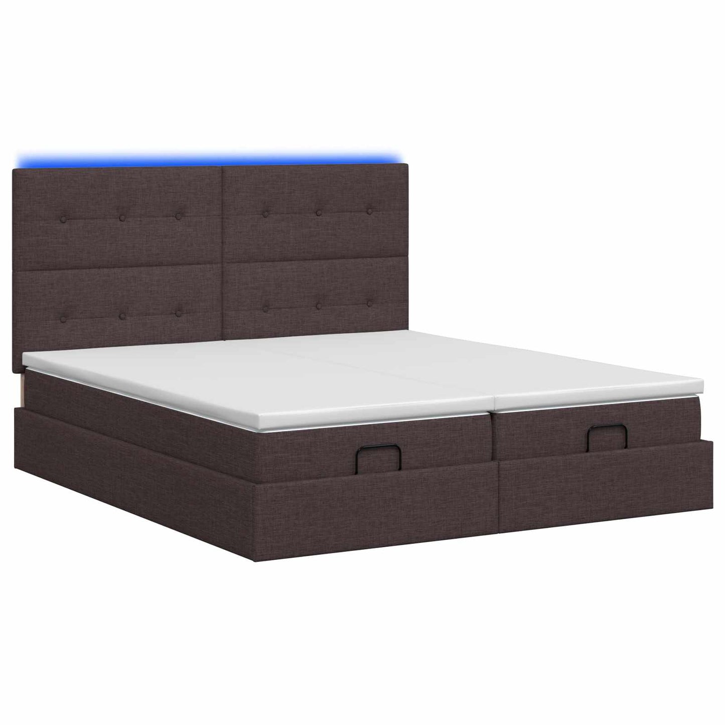 vidaXL Κρεβάτι Ottoman με Στρώμα και LED Σκούρο Καφέ 160 x 200 cm