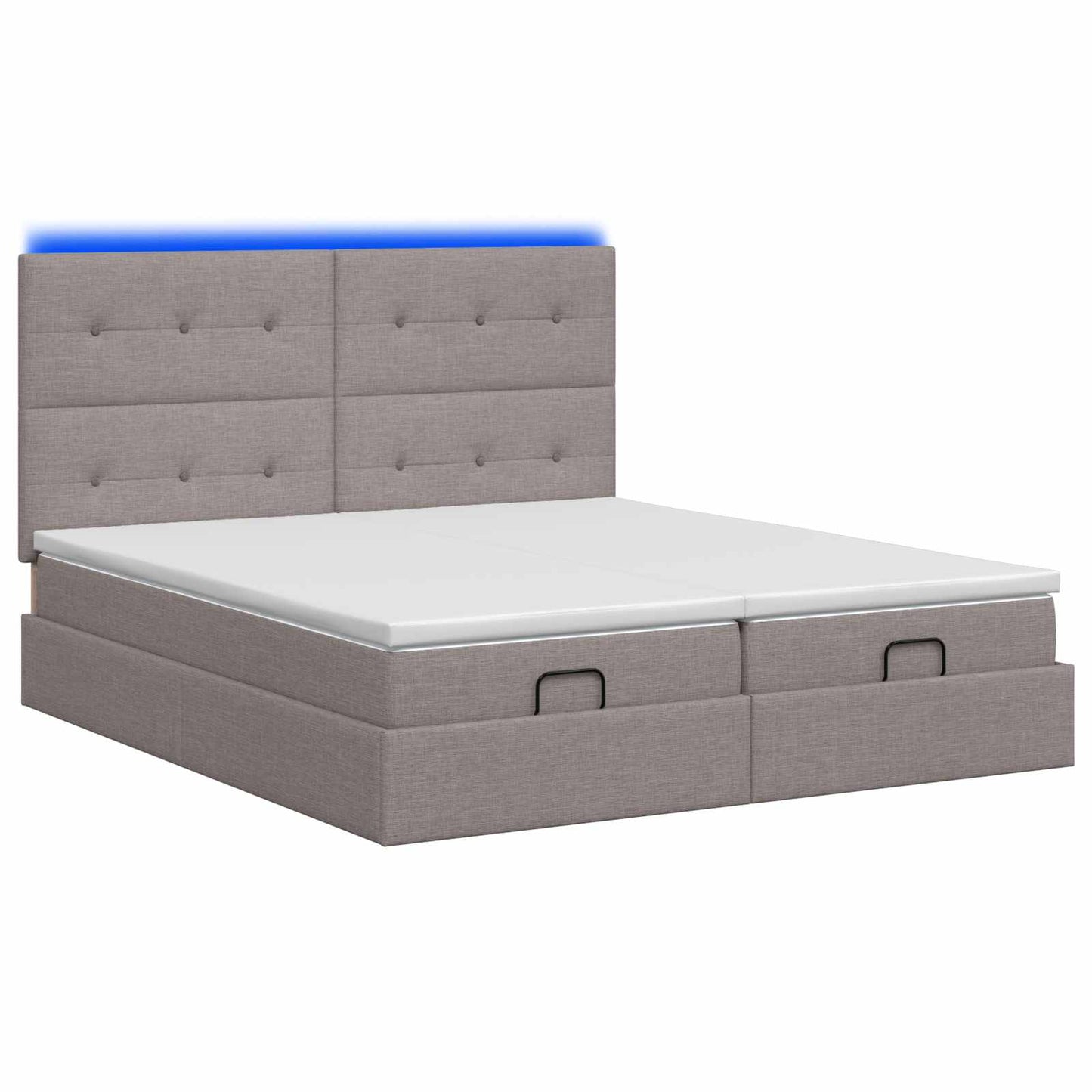vidaXL Κρεβάτι Ottoman με Στρώμα και LED Taupe 160 x 200 cm Ύφασμα