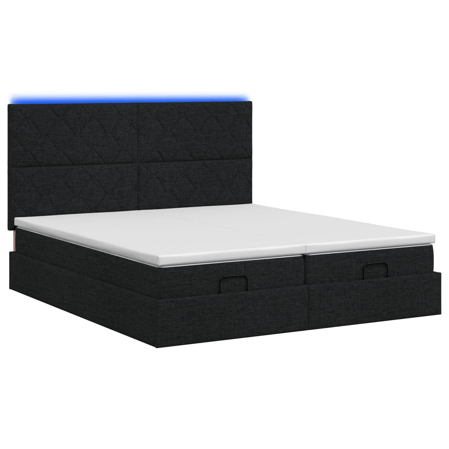 vidaXL Κρεβάτι Ottoman με Στρώμα και LED Μαύρο 160 x 200 cm Ύφασμα