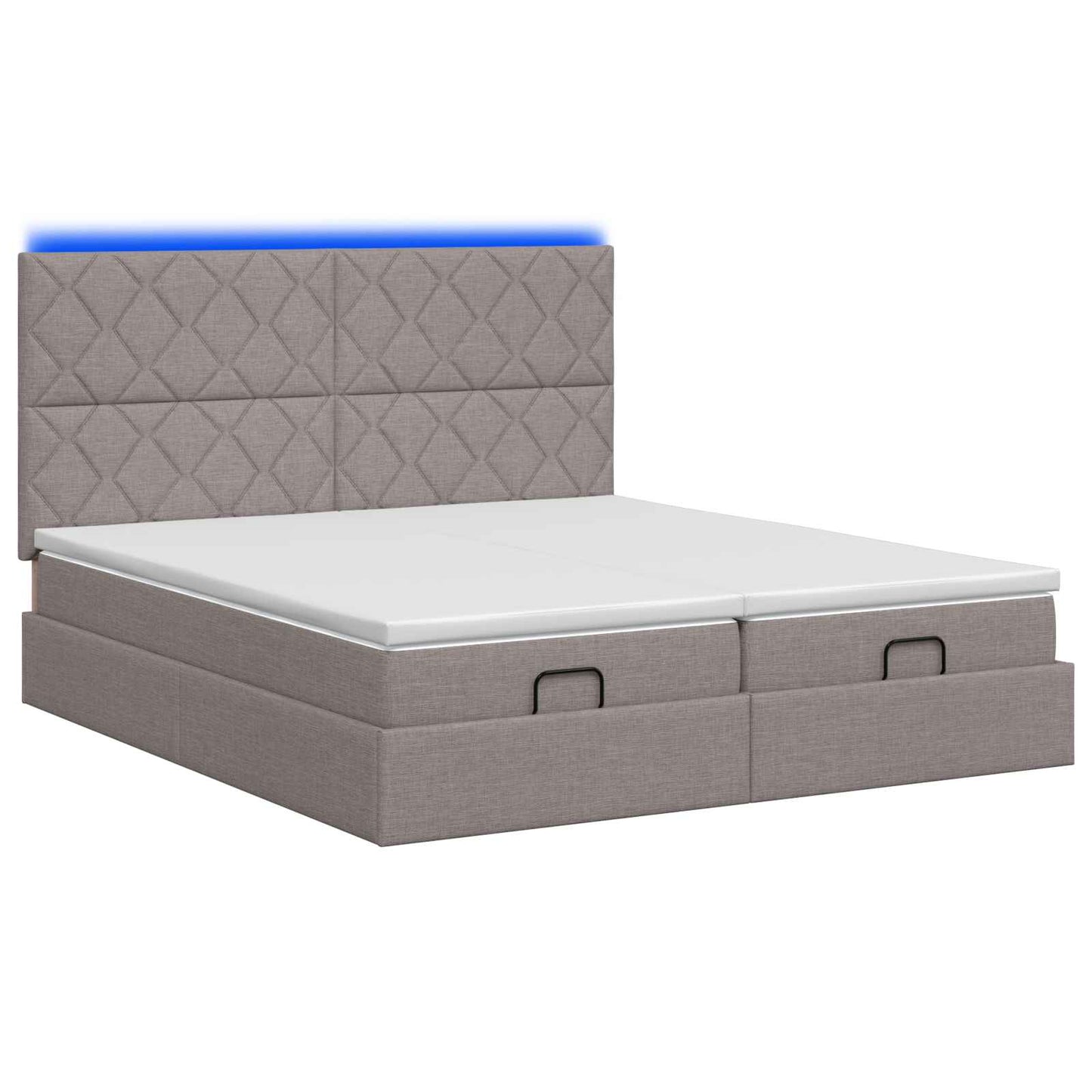 vidaXL Κρεβάτι Ottoman με Στρώμα και LED Taupe 160 x 200 cm Ύφασμα
