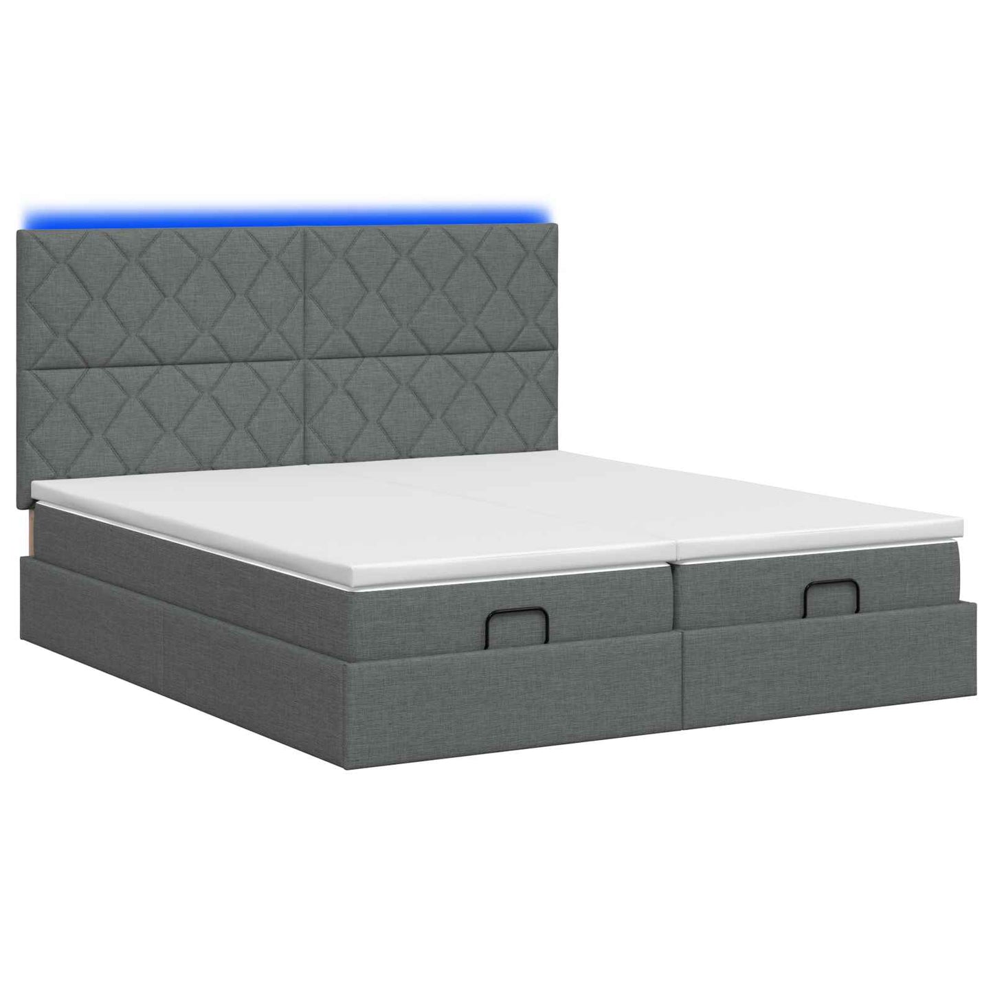 vidaXL Κρεβάτι Ottoman με Στρώμα και LED Σκούρο Γκρι 180 x 200 cm