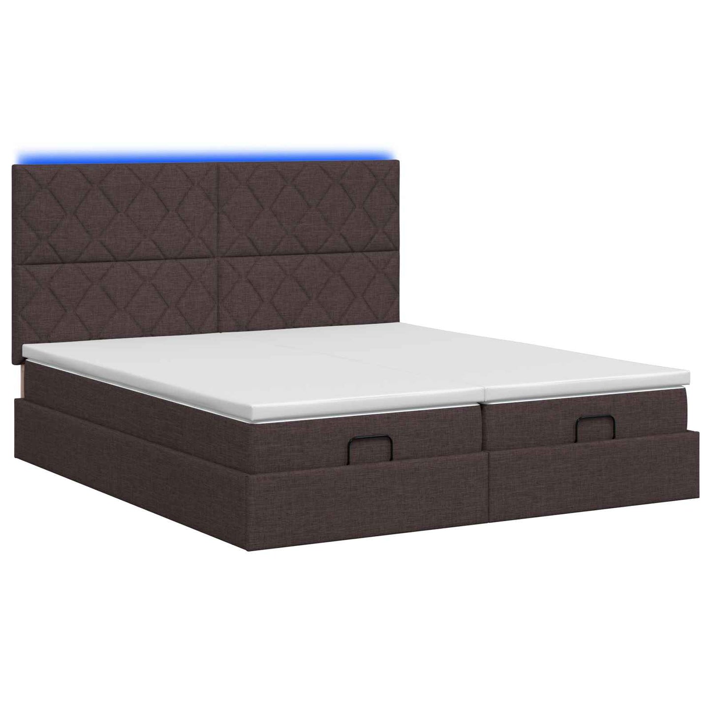 vidaXL Κρεβάτι Ottoman με Στρώμα και LED Σκούρο Καφέ 200 x 200 cm
