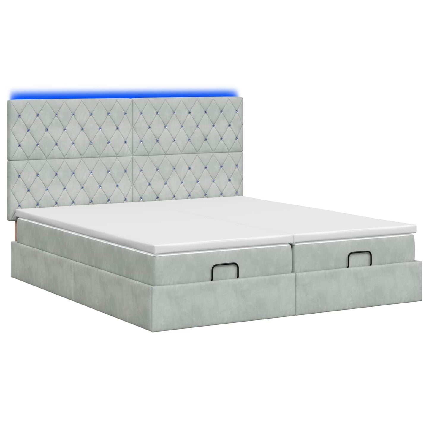 vidaXL Κρεβάτι Ottoman με Στρώμα και LED Ανοιχτό γκρι 180 x 200 cm