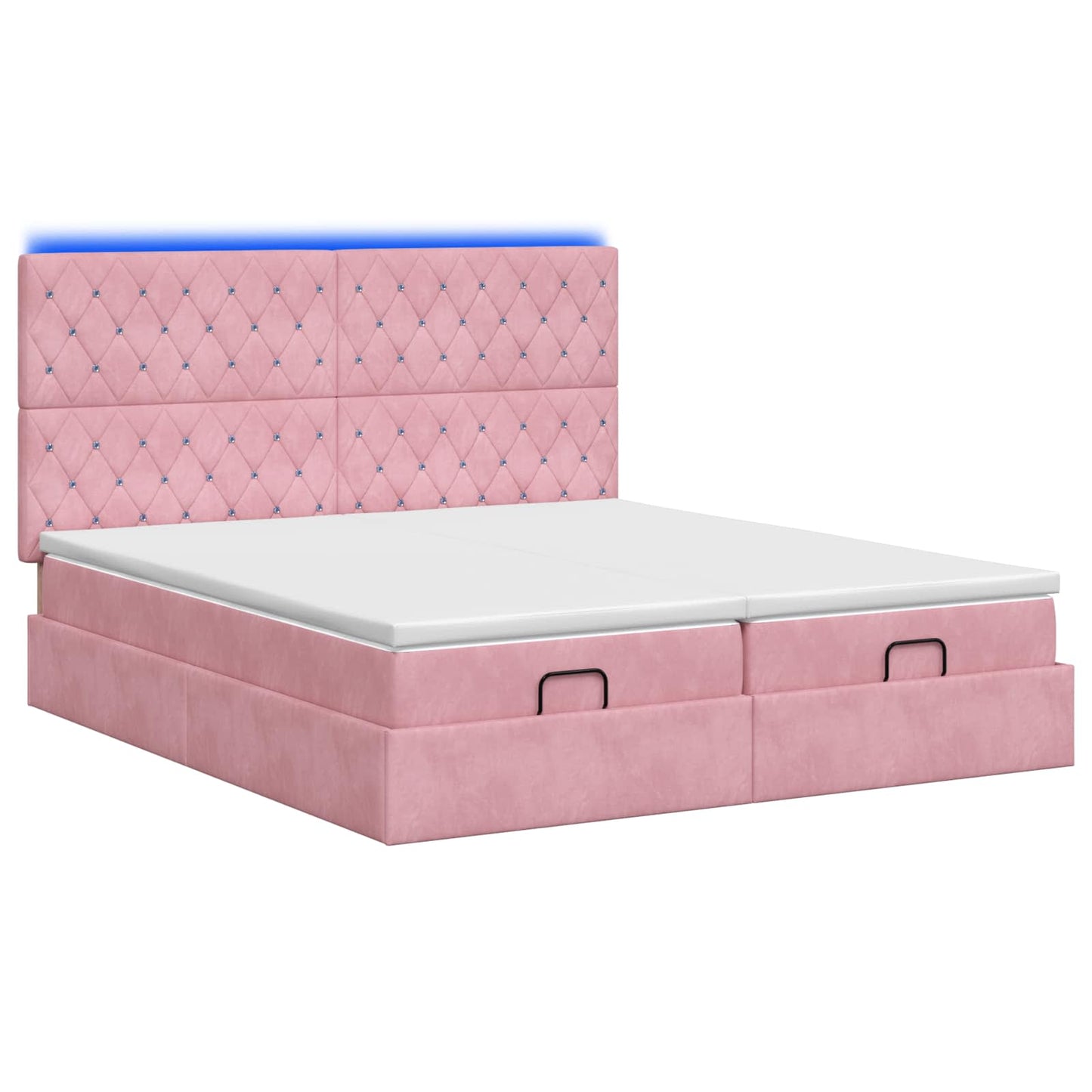 vidaXL Κρεβάτι Ottoman με Στρώμα και LED Ροζ 180 x 200 cm Βελούδο
