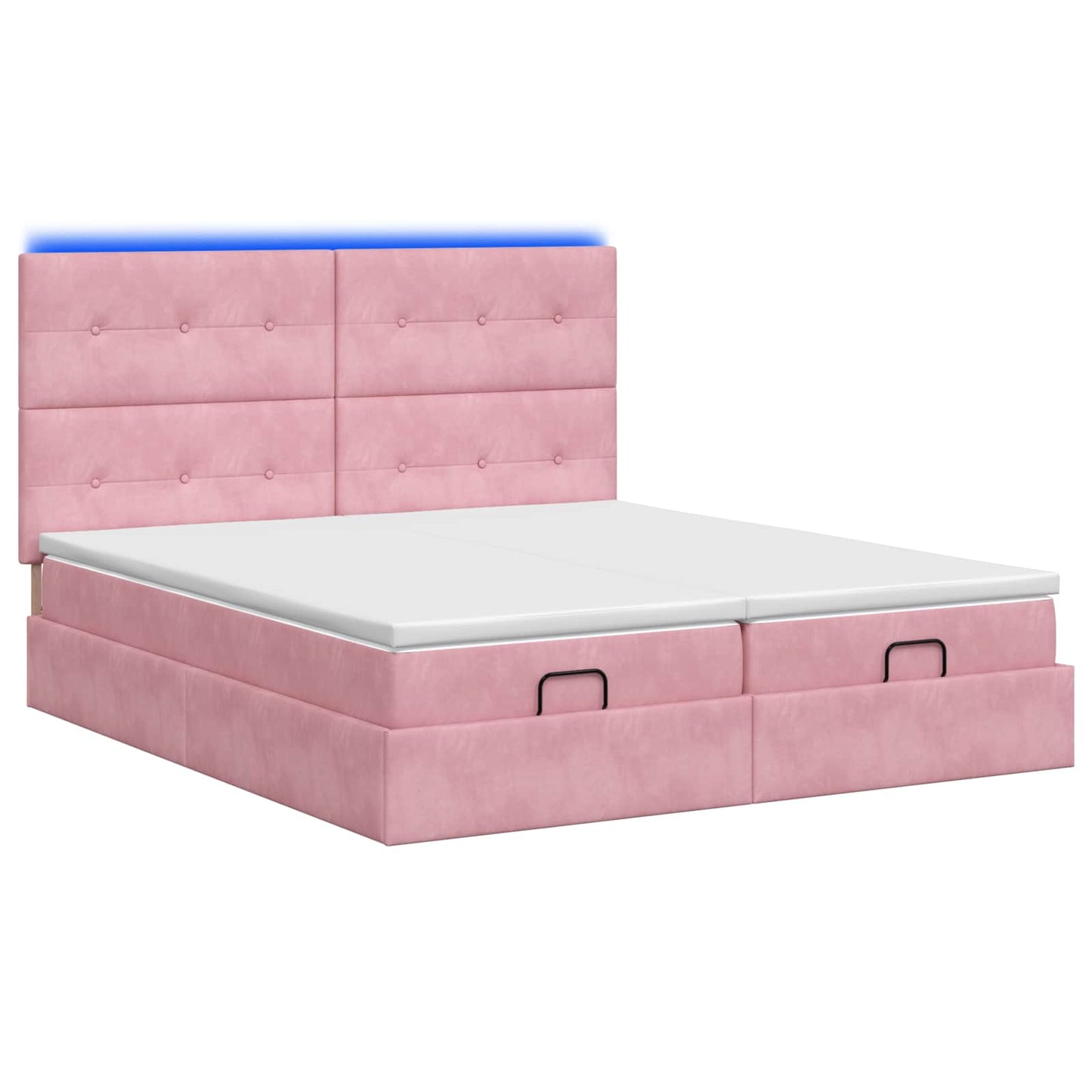 vidaXL Κρεβάτι Ottoman με Στρώμα και LED Ροζ 180 x 200 cm Βελούδο