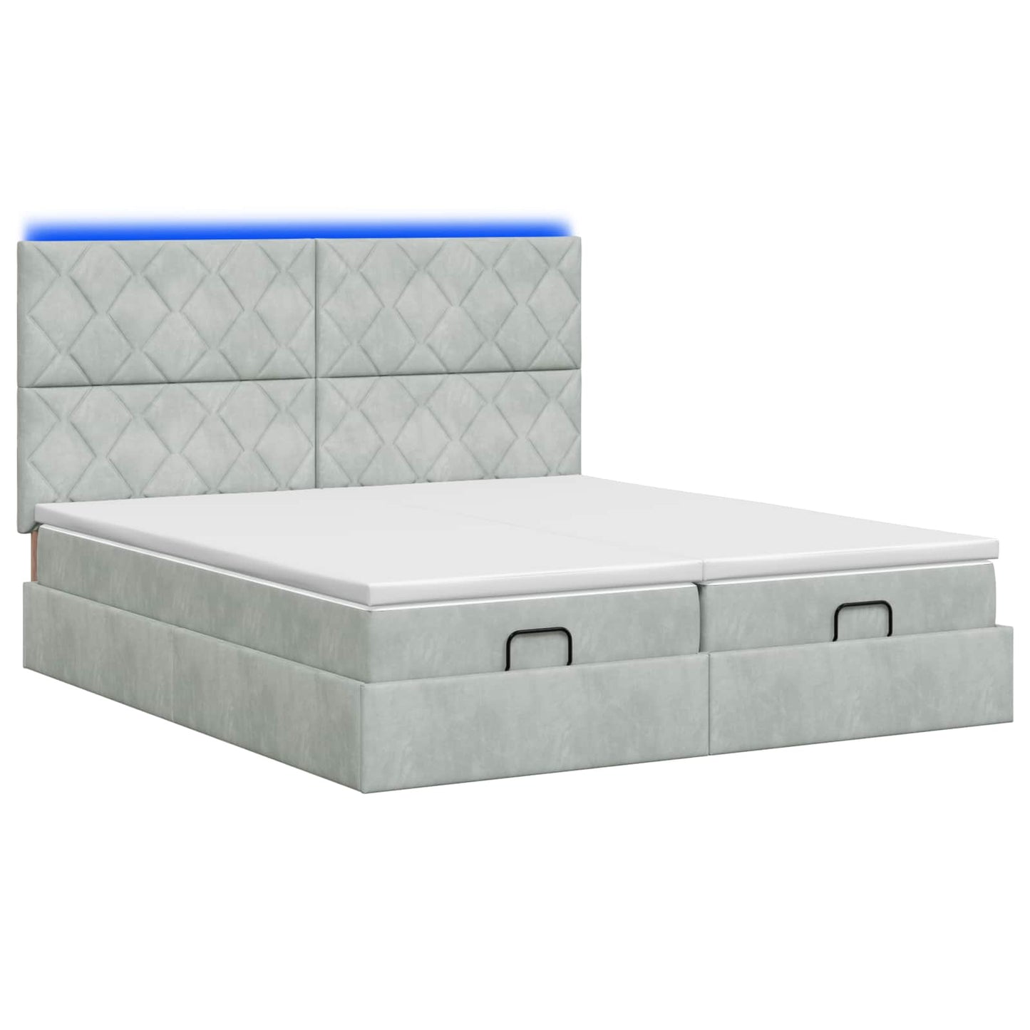 vidaXL Κρεβάτι Ottoman με Στρώμα και LED Ανοιχτό γκρι 160 x 200 cm