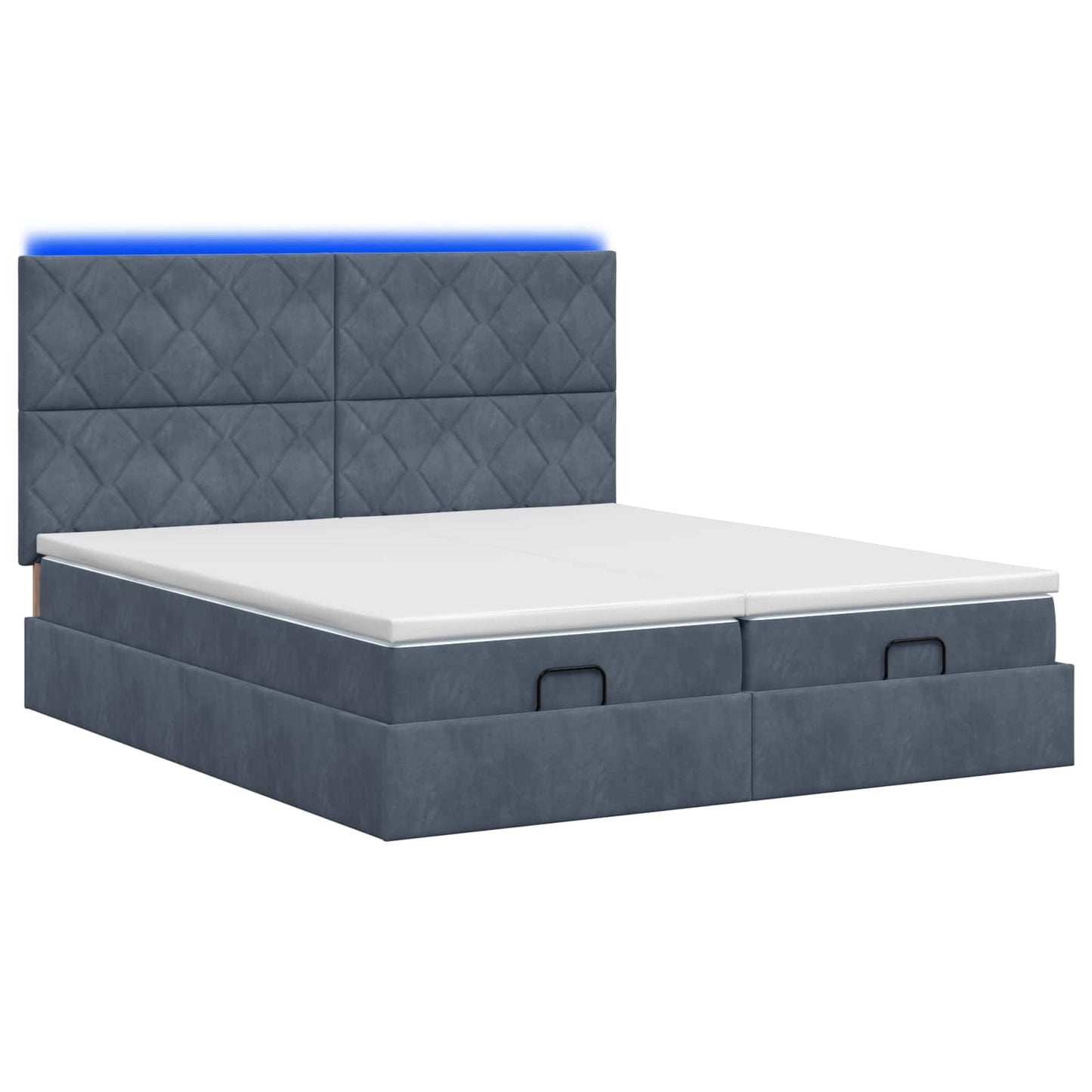 vidaXL Κρεβάτι Ottoman με Στρώμα και LED Σκούρο Γκρι 160 x 200 cm