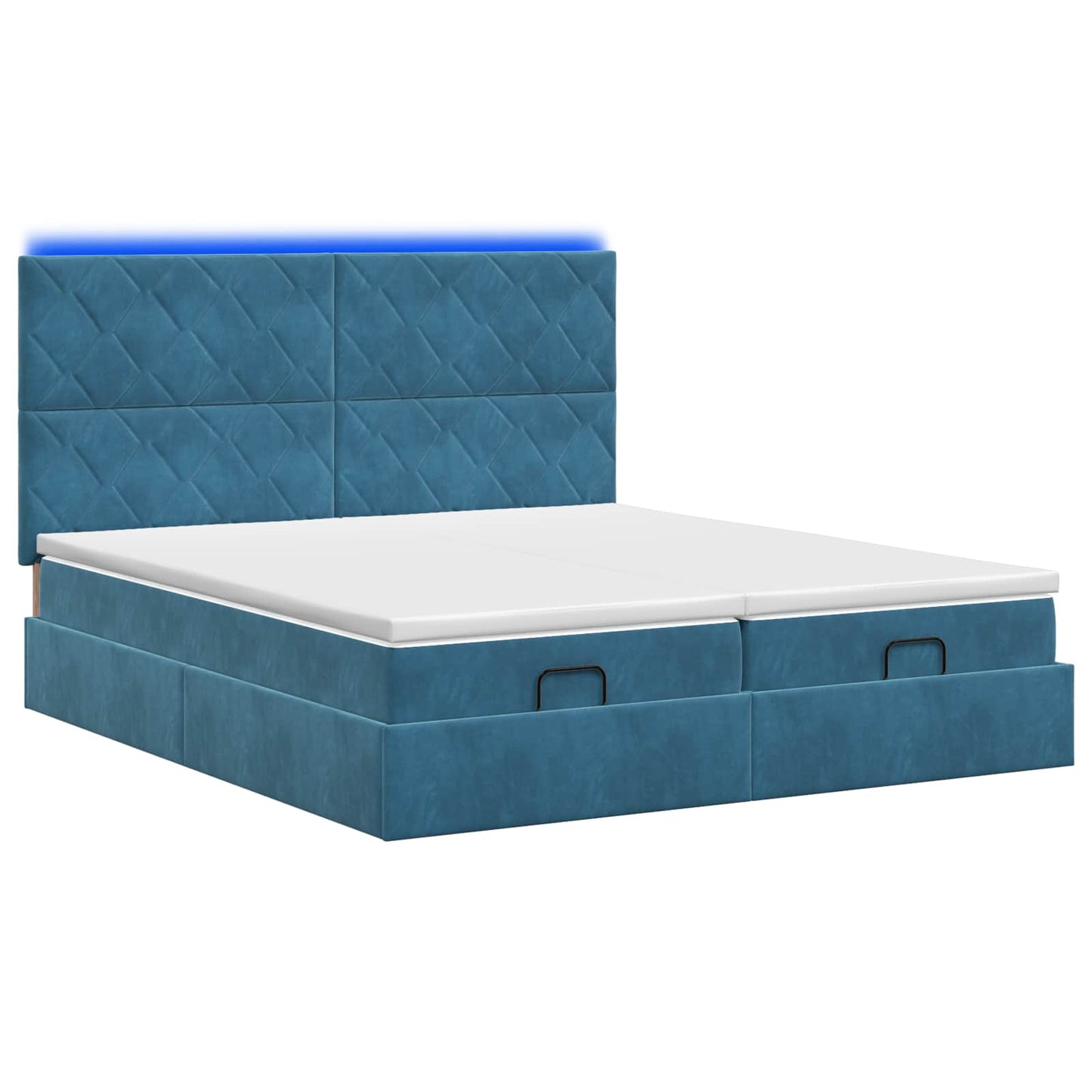vidaXL Κρεβάτι Ottoman με Στρώμα και LED Σκούρο Μπλε 160 x 200 cm