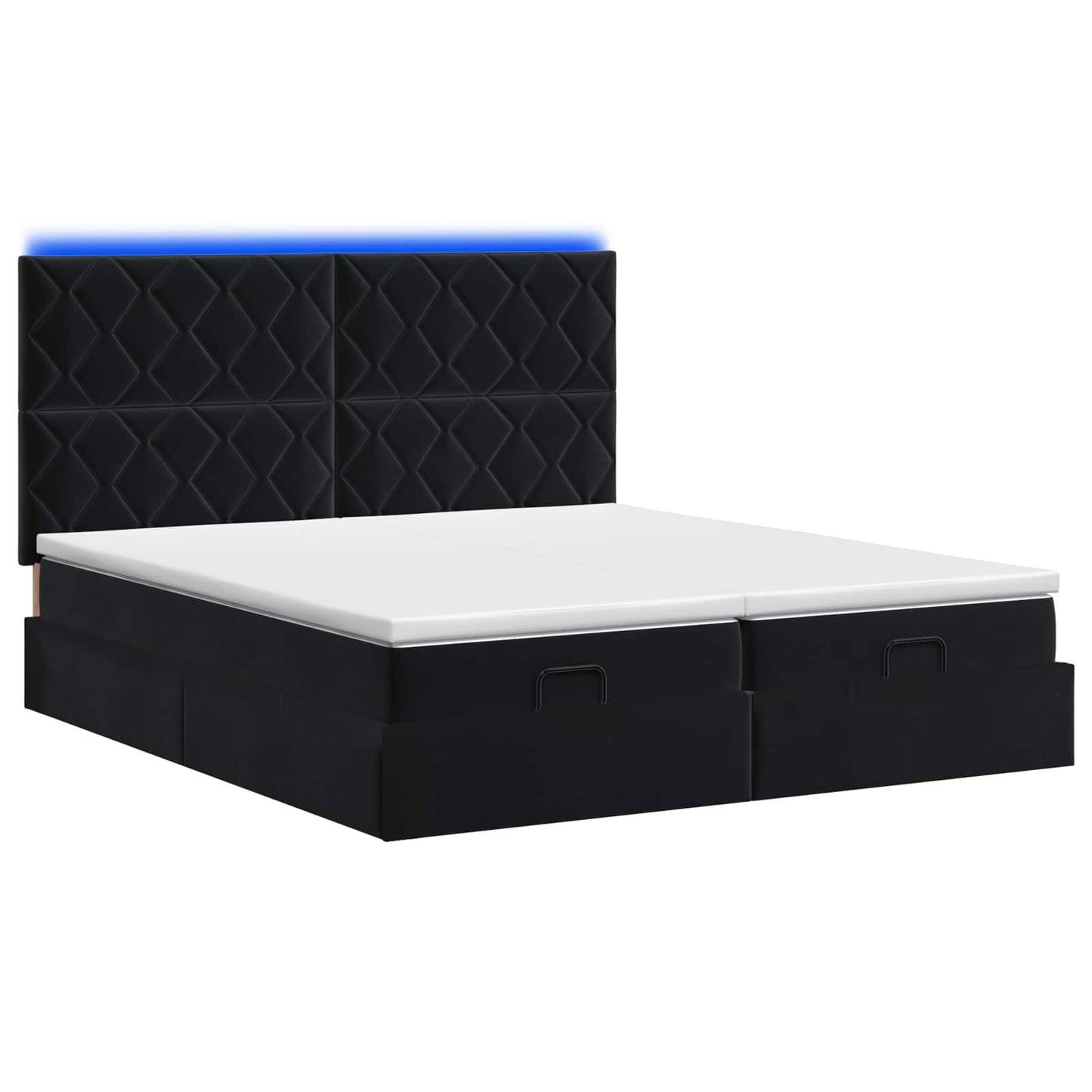 vidaXL Κρεβάτι Ottoman με Στρώμα και LED Μαύρο 200 x 200 cm Βελούδο