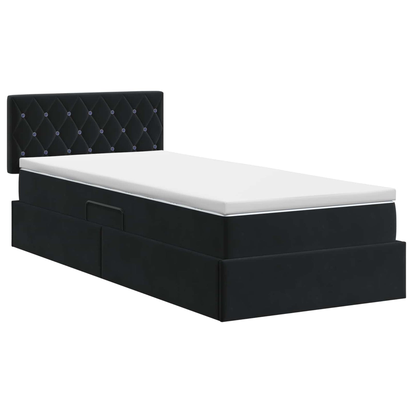 vidaXL Κρεβάτι Αποθήκης με κεφαλάρι Μαύρο 100 x 200 cm Βελούδο