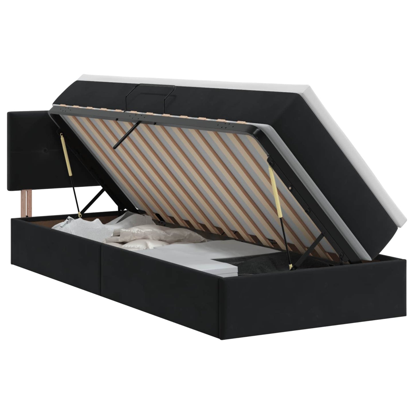 vidaXL Κρεβάτι Αποθήκης με κεφαλάρι Μαύρο 90 x 190 cm Βελούδο