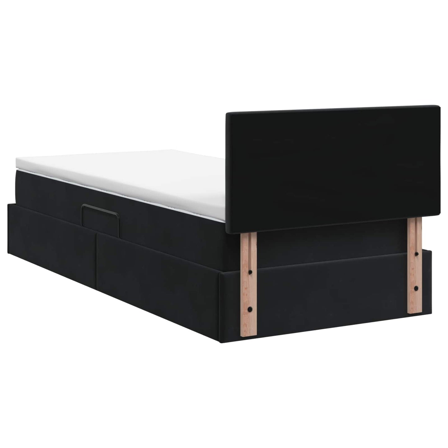 vidaXL Κρεβάτι Αποθήκης με κεφαλάρι Μαύρο 90 x 200 cm Βελούδο