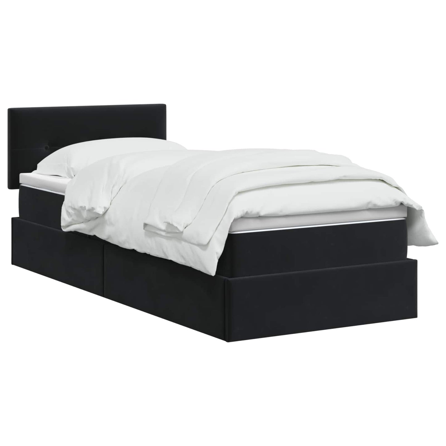 vidaXL Κρεβάτι Αποθήκης με κεφαλάρι Μαύρο 90 x 200 cm Βελούδο