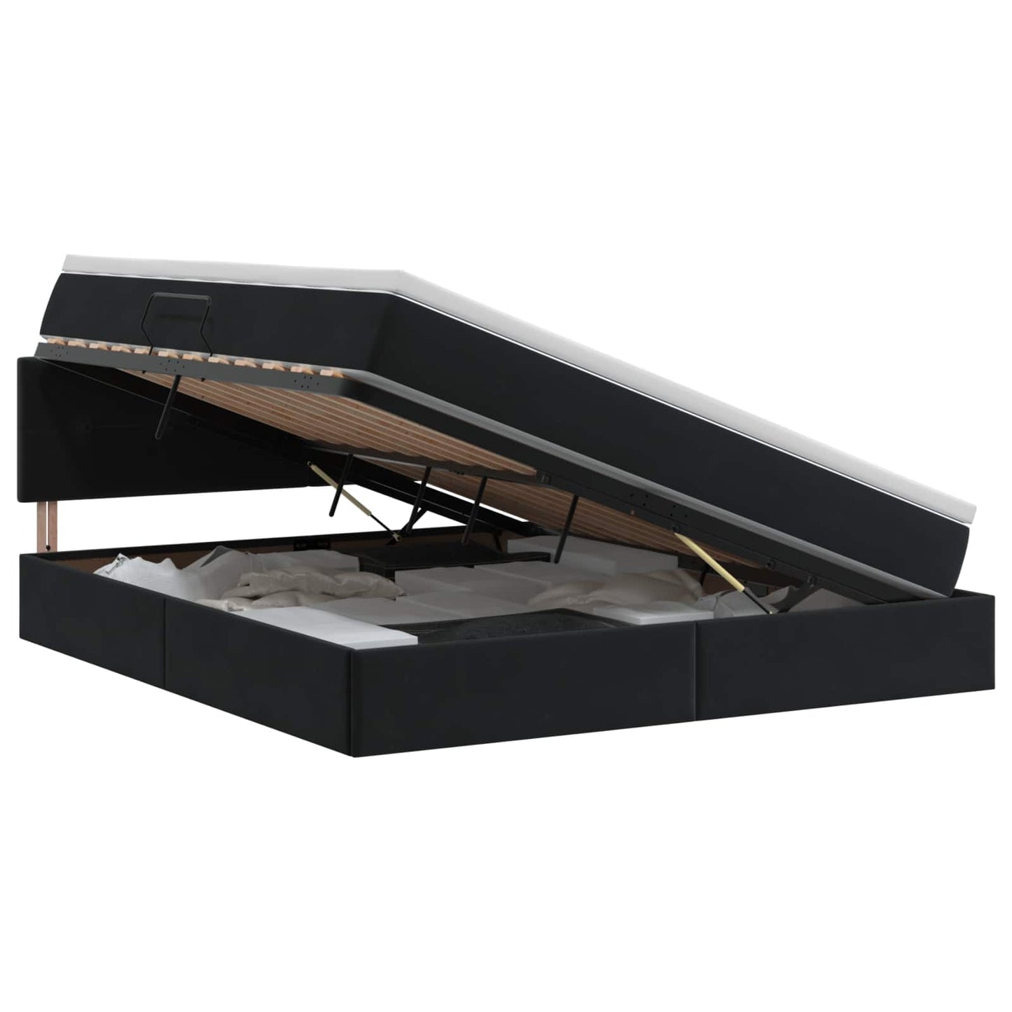vidaXL Κρεβάτι Αποθήκης με κεφαλάρι Μαύρο 180 x 200 cm Βελούδο