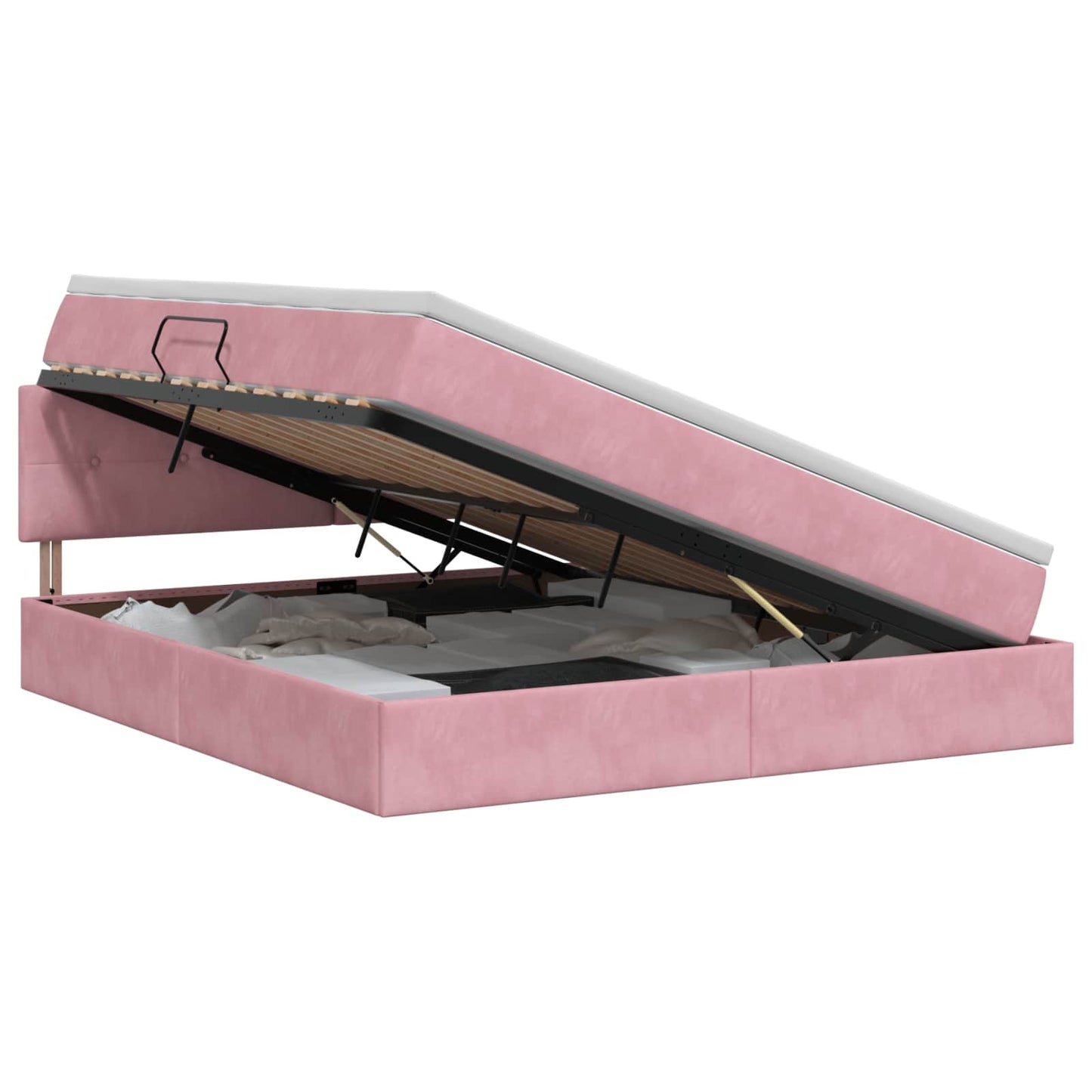 vidaXL Κρεβάτι Αποθήκης με κεφαλάρι Ροζ 180 x 200 cm Βελούδο