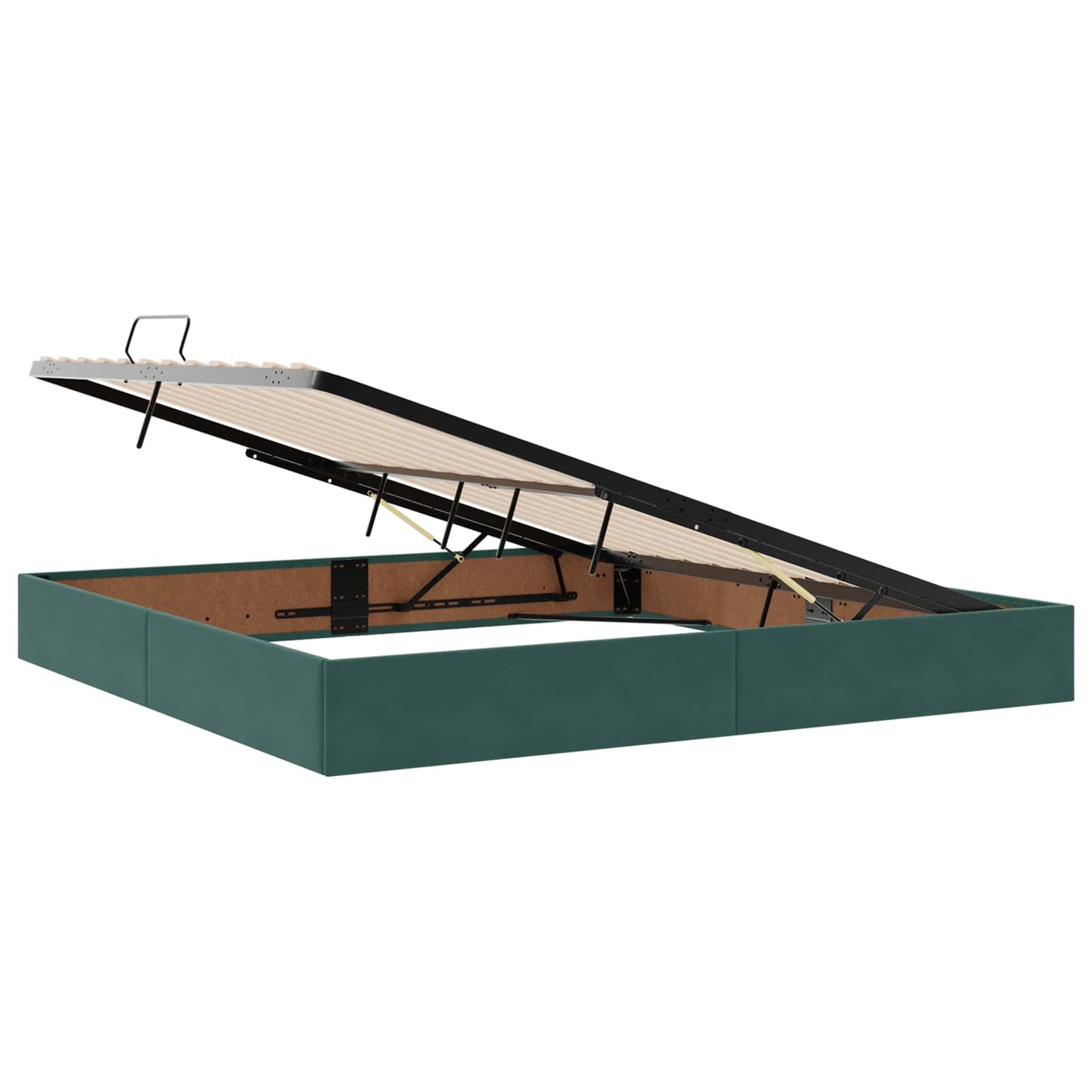 vidaXL Κρεβάτι Αποθήκης Σκούρο Πράσινο 200 x 200 cm Βελούδο