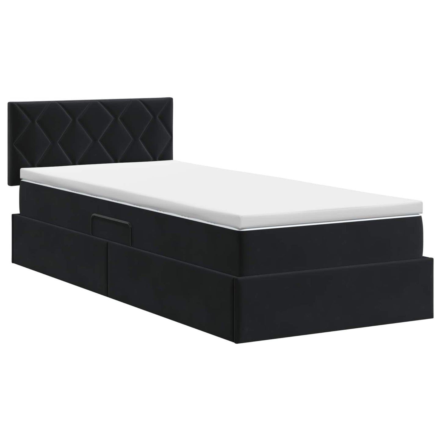 vidaXL Κρεβάτι Αποθήκης με κεφαλάρι Μαύρο 90 x 190 cm Βελούδο