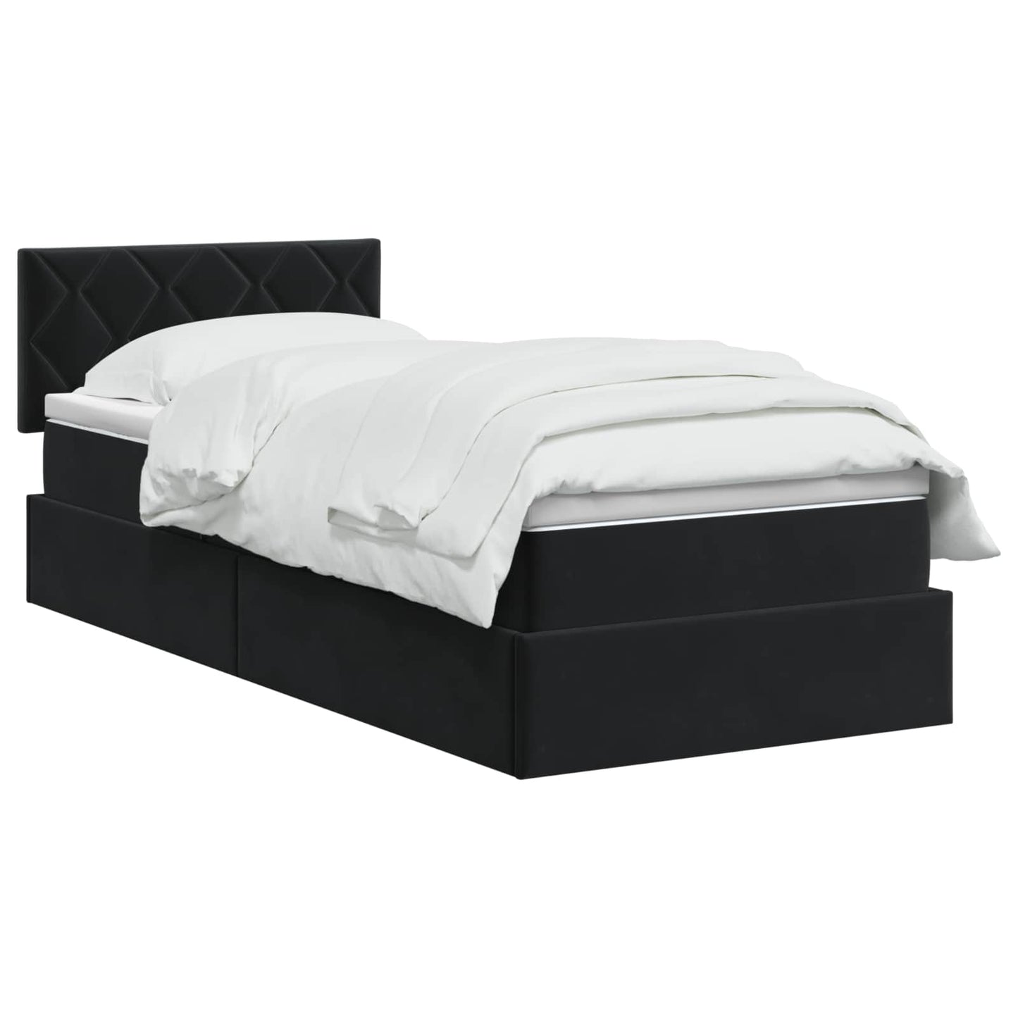 vidaXL Κρεβάτι Αποθήκης με κεφαλάρι Μαύρο 90 x 200 cm Βελούδο