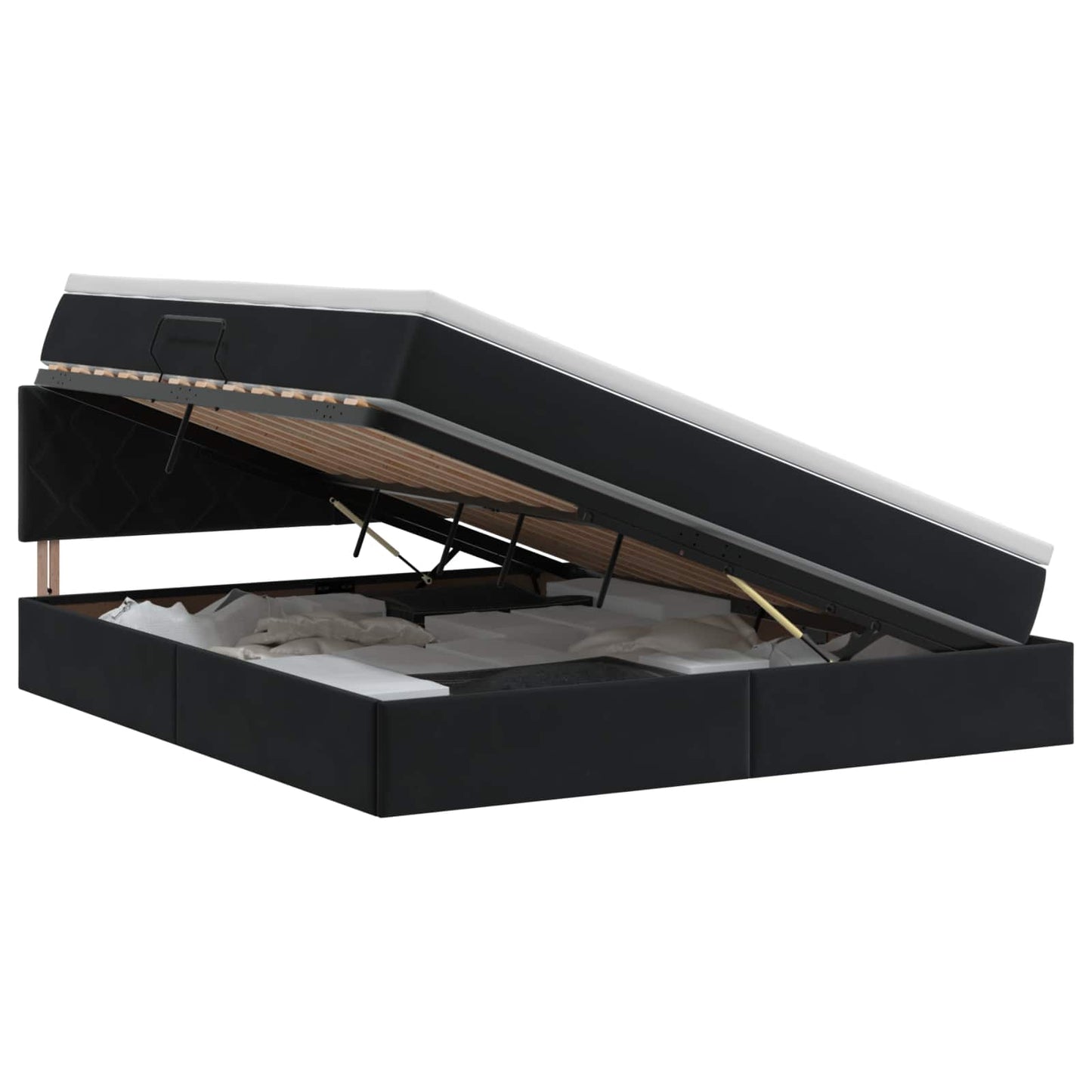 vidaXL Κρεβάτι Αποθήκης με κεφαλάρι Μαύρο 160 x 200 cm Βελούδο