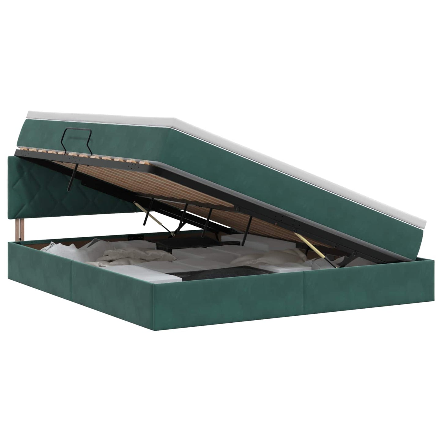 vidaXL Κρεβάτι Αποθήκης Σκούρο Πράσινο 160 x 200 cm Βελούδο