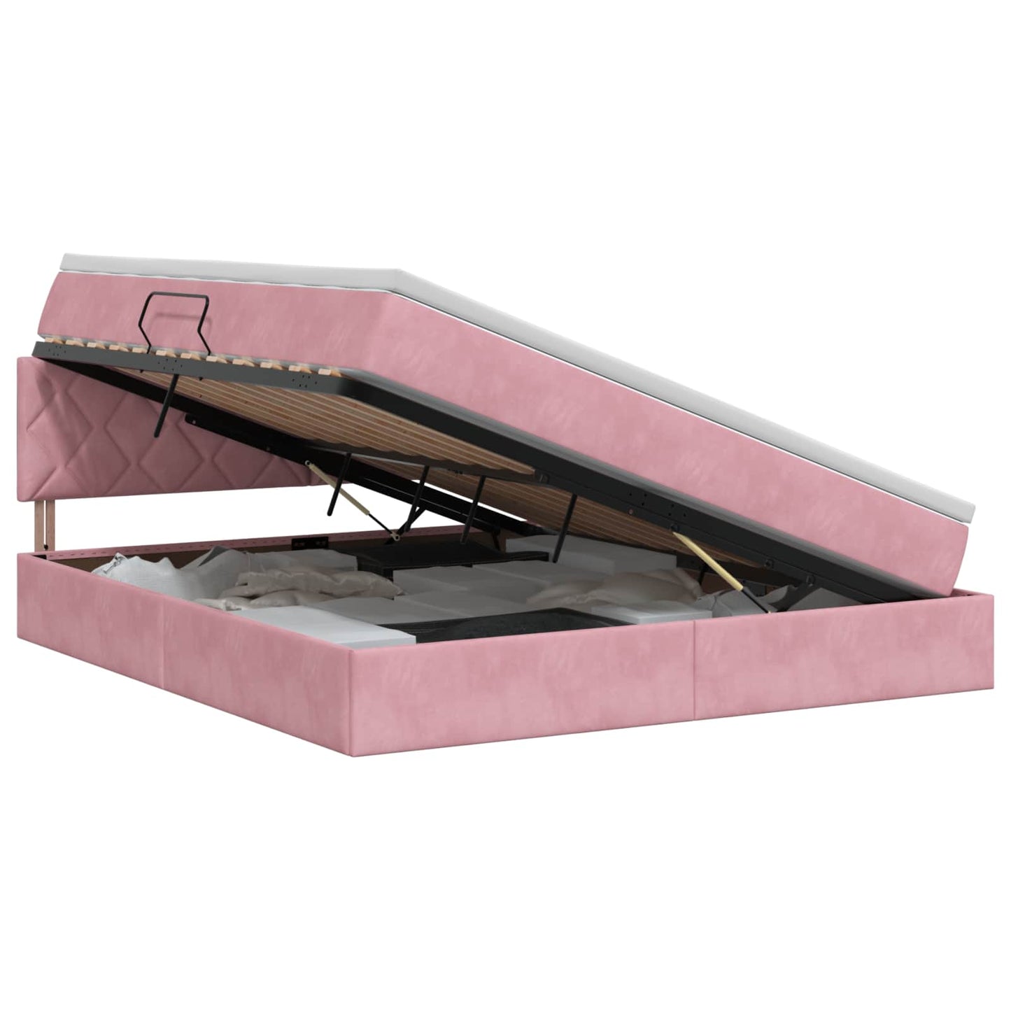 vidaXL Κρεβάτι Αποθήκης με κεφαλάρι Ροζ 160 x 200 cm Βελούδο