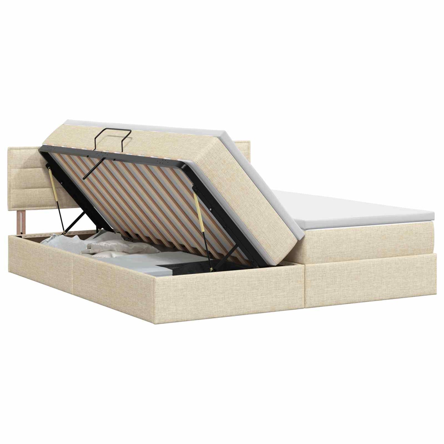 vidaXL Κρεβάτι Αποθήκης με κεφαλάρι 2 τμχ. Κρεμ Τεχνητό Δέρμα