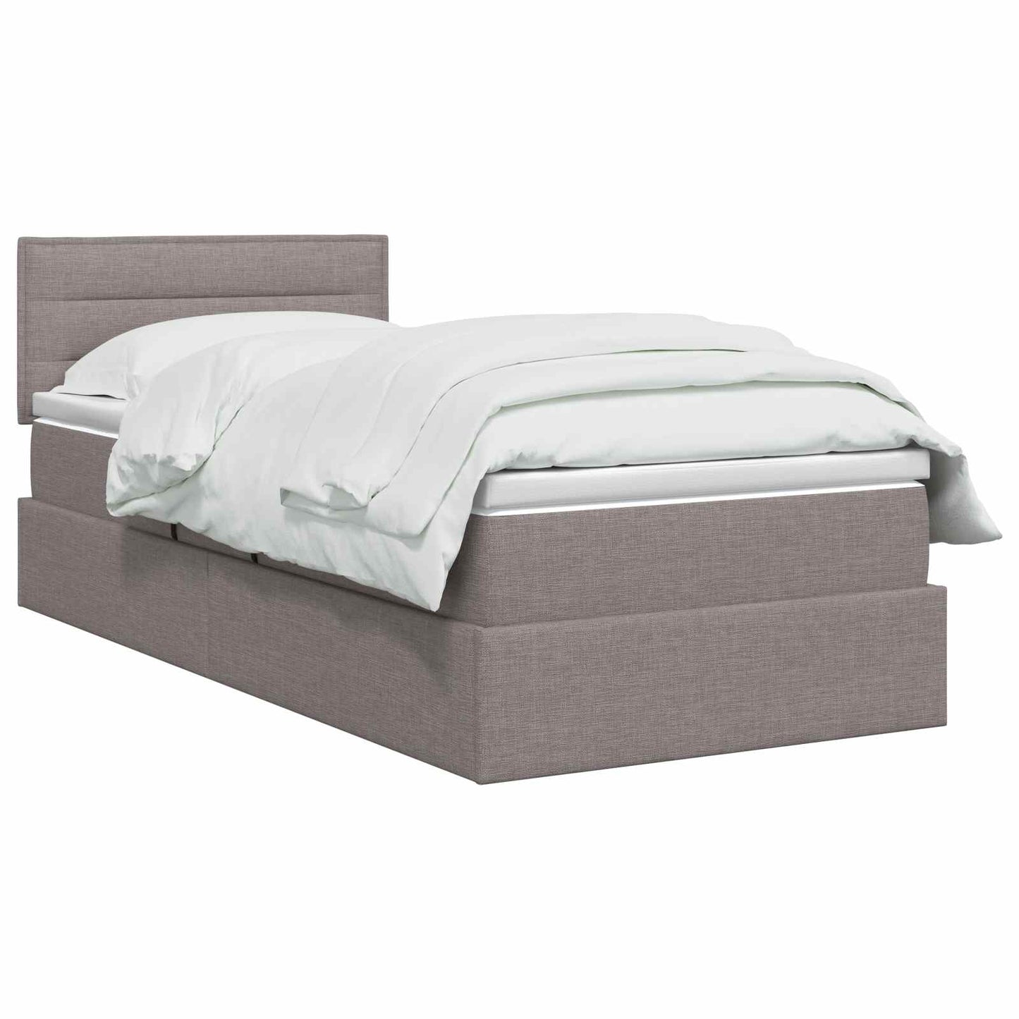 vidaXL LED Κρεβάτι αποθήκευσης με στρώμα Taupe 90 x 200 cm Ύφασμα