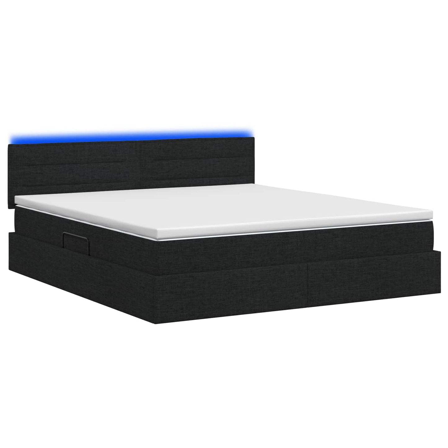 vidaXL LED Κρεβάτι αποθήκευσης με στρώμα Μαύρο 180 x 200 cm Ύφασμα