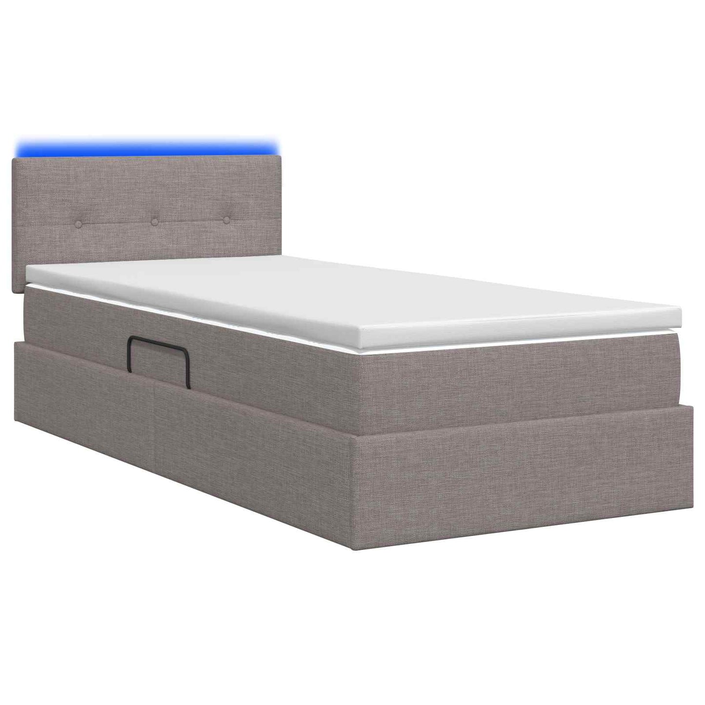 vidaXL LED Κρεβάτι αποθήκευσης με στρώμα Taupe 90 x 200 cm Ύφασμα