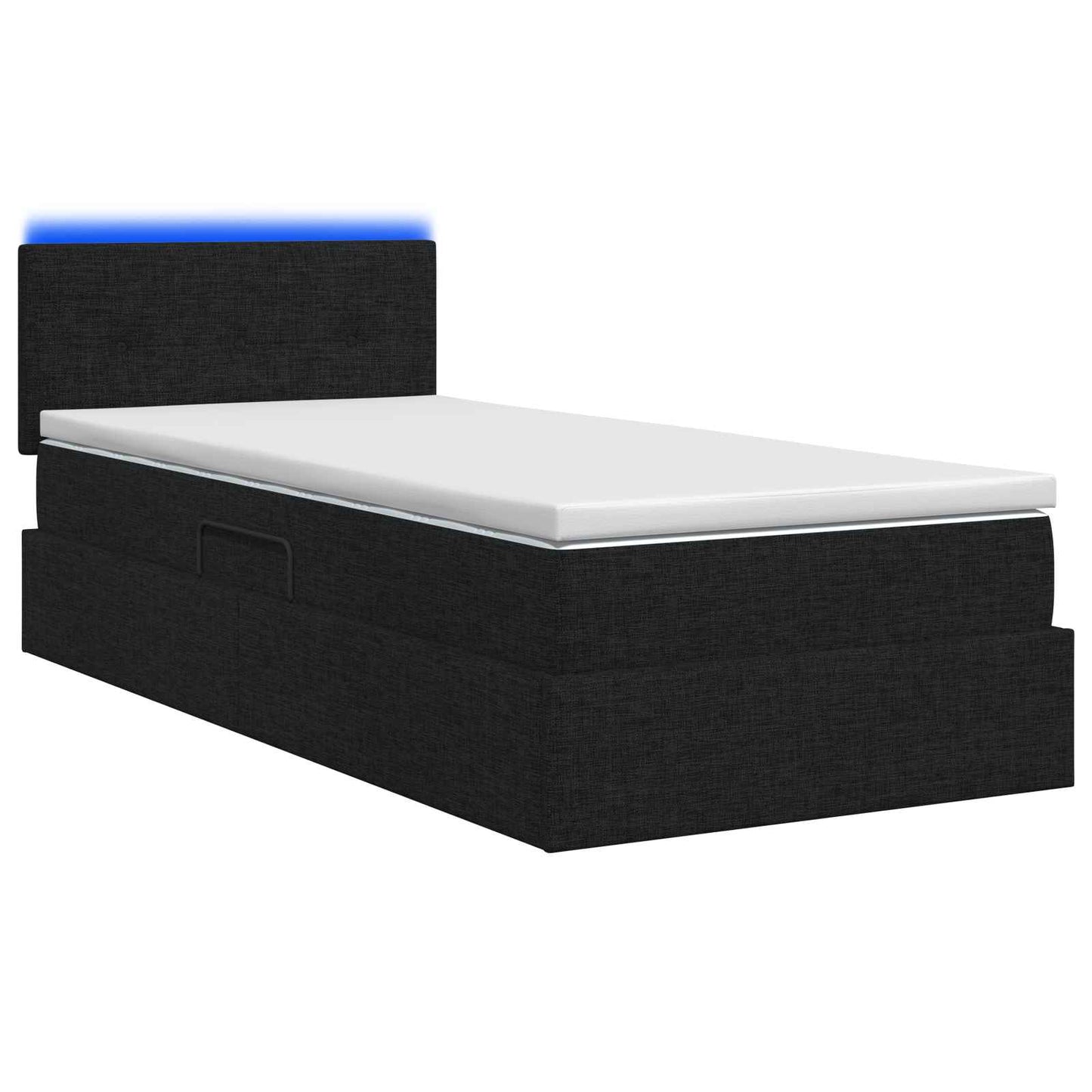 vidaXL LED Κρεβάτι αποθήκευσης με στρώμα Μαύρο 100 x 200 cm Ύφασμα