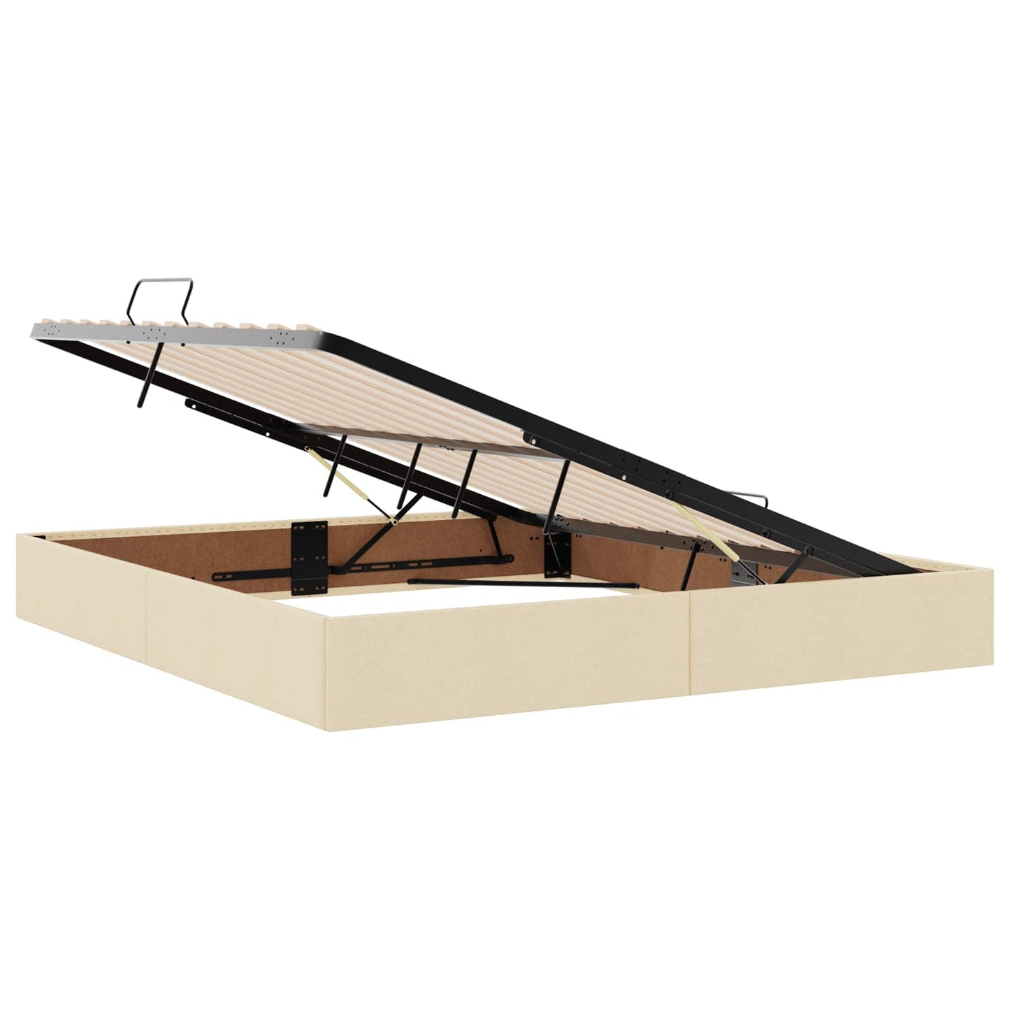 vidaXL LED Κρεβάτι αποθήκευσης με στρώμα Κρεμ 200 x 200 cm Ύφασμα