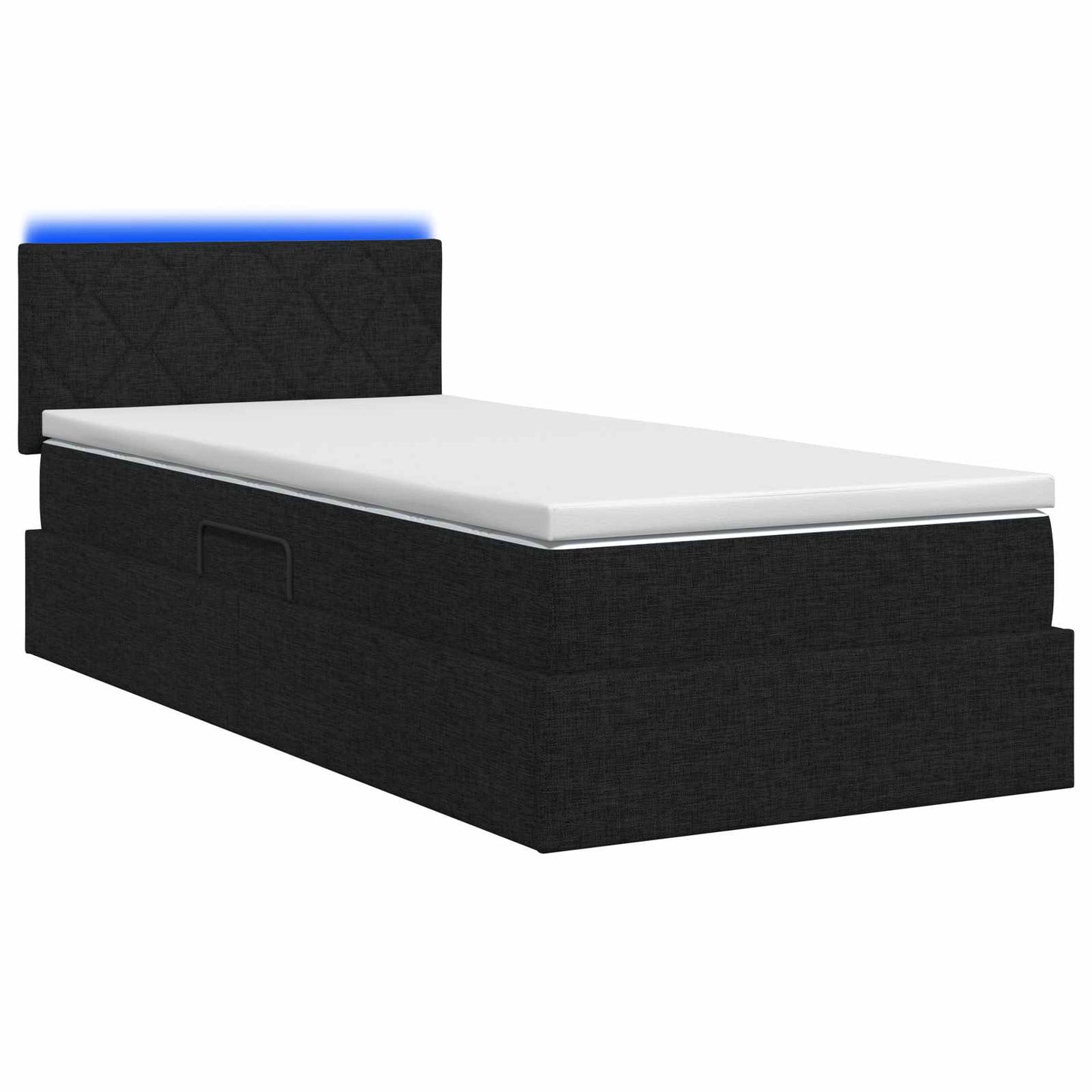 vidaXL LED Κρεβάτι αποθήκευσης με στρώμα Μαύρο 100 x 200 cm Ύφασμα