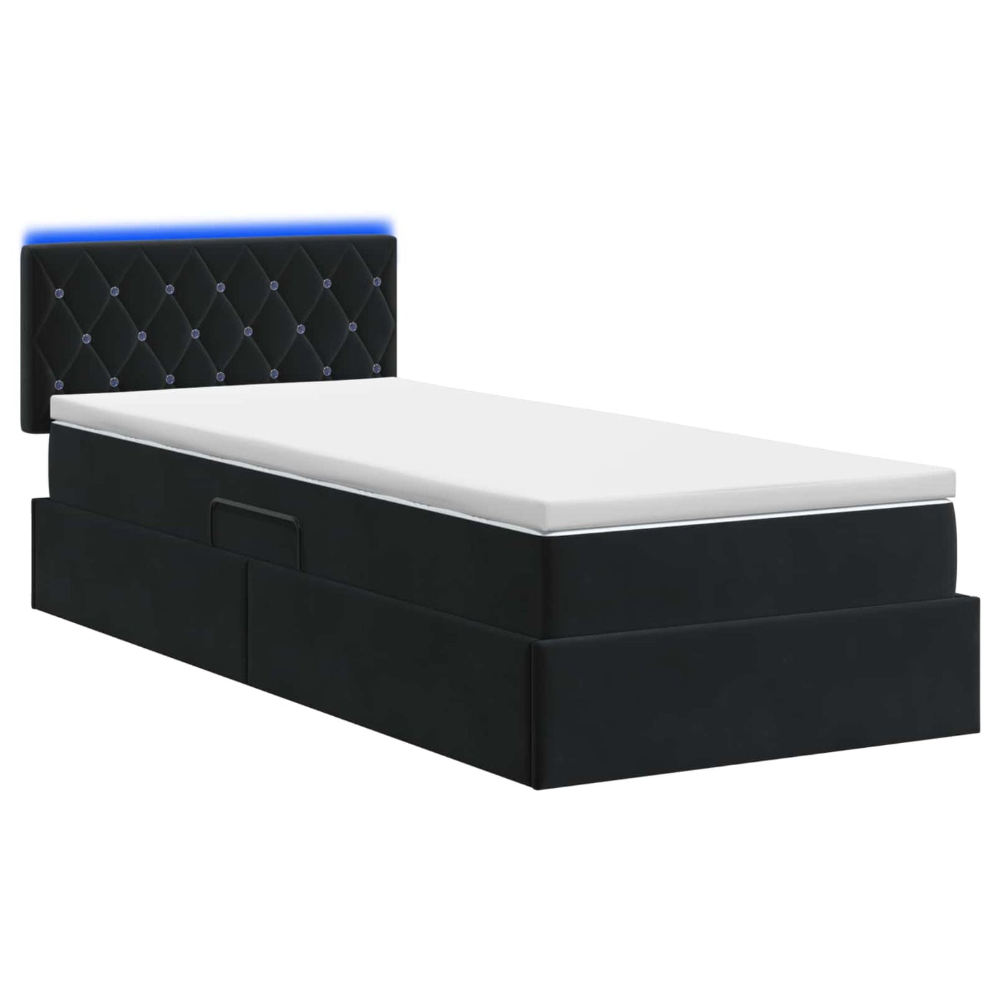 vidaXL LED Κρεβάτι αποθήκευσης με στρώμα Μαύρο 90 x 200 cm Βελούδο