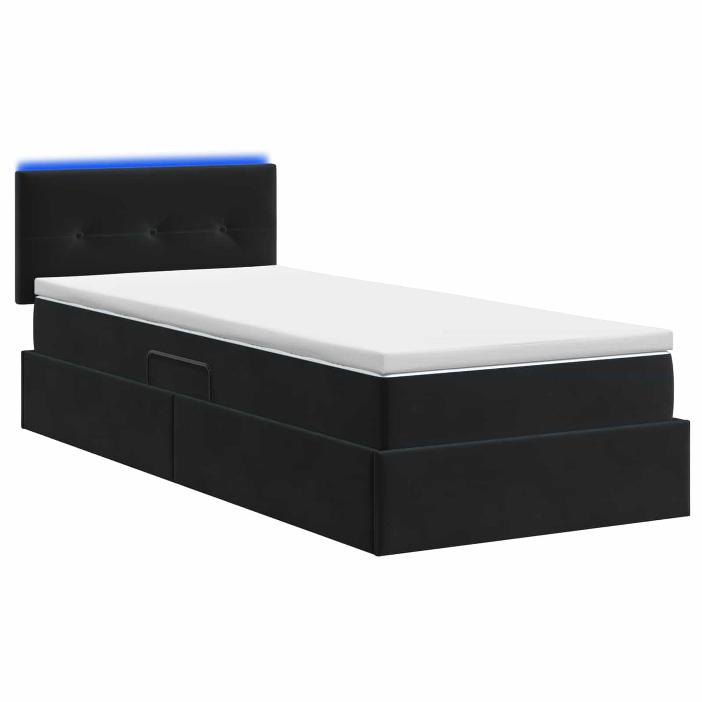 vidaXL LED Κρεβάτι αποθήκευσης με στρώμα Μαύρο 100 x 200 cm Βελούδο
