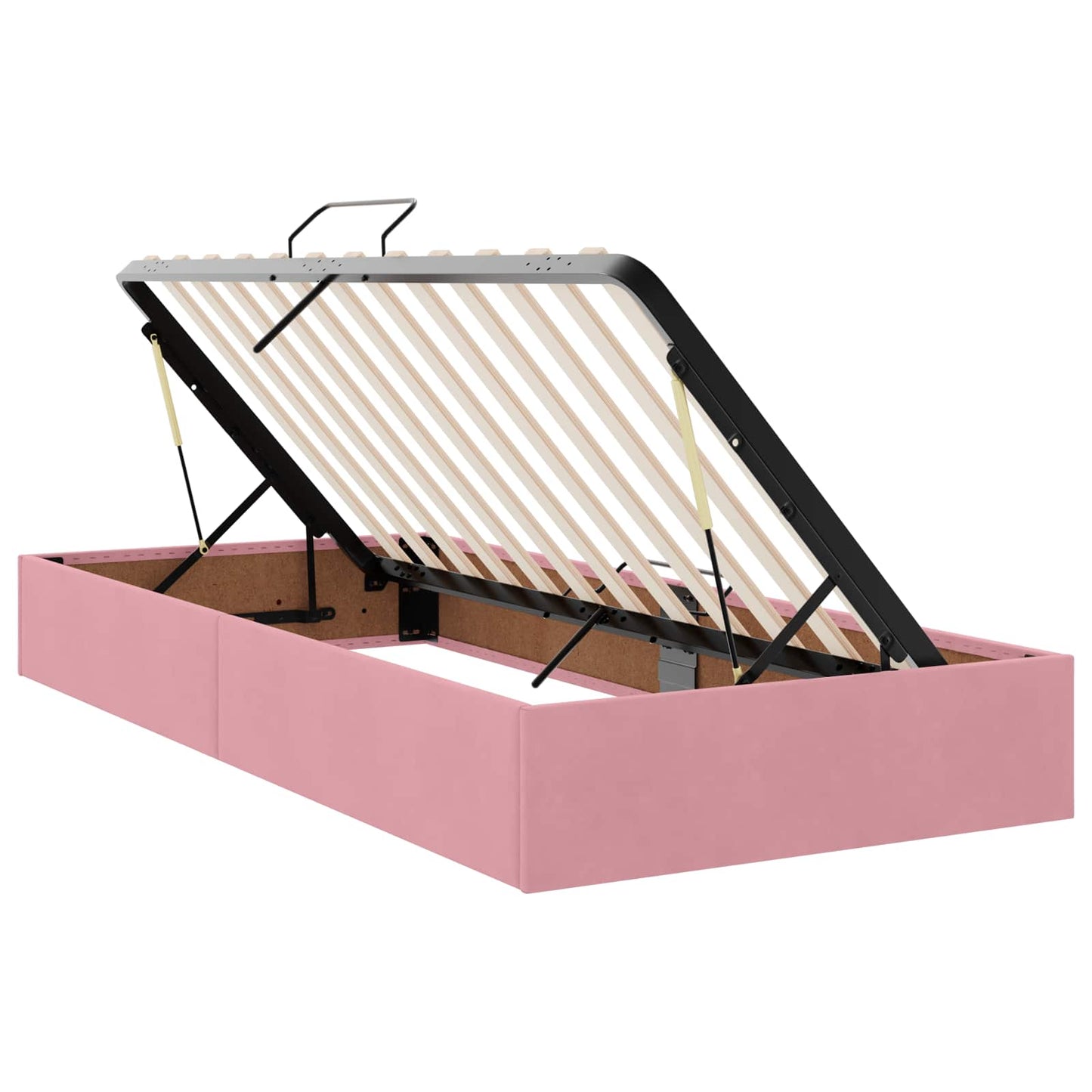 vidaXL LED Κρεβάτι αποθήκευσης με στρώμα Ροζ 100 x 200 cm Βελούδο