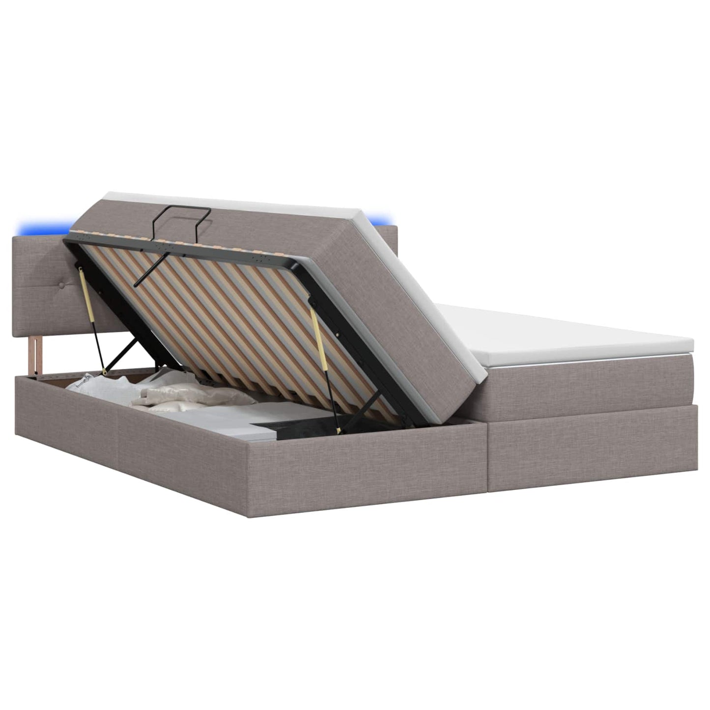 vidaXL LED Κρεβάτι αποθήκευσης με στρώμα Taupe 200 x 200 cm Ύφασμα