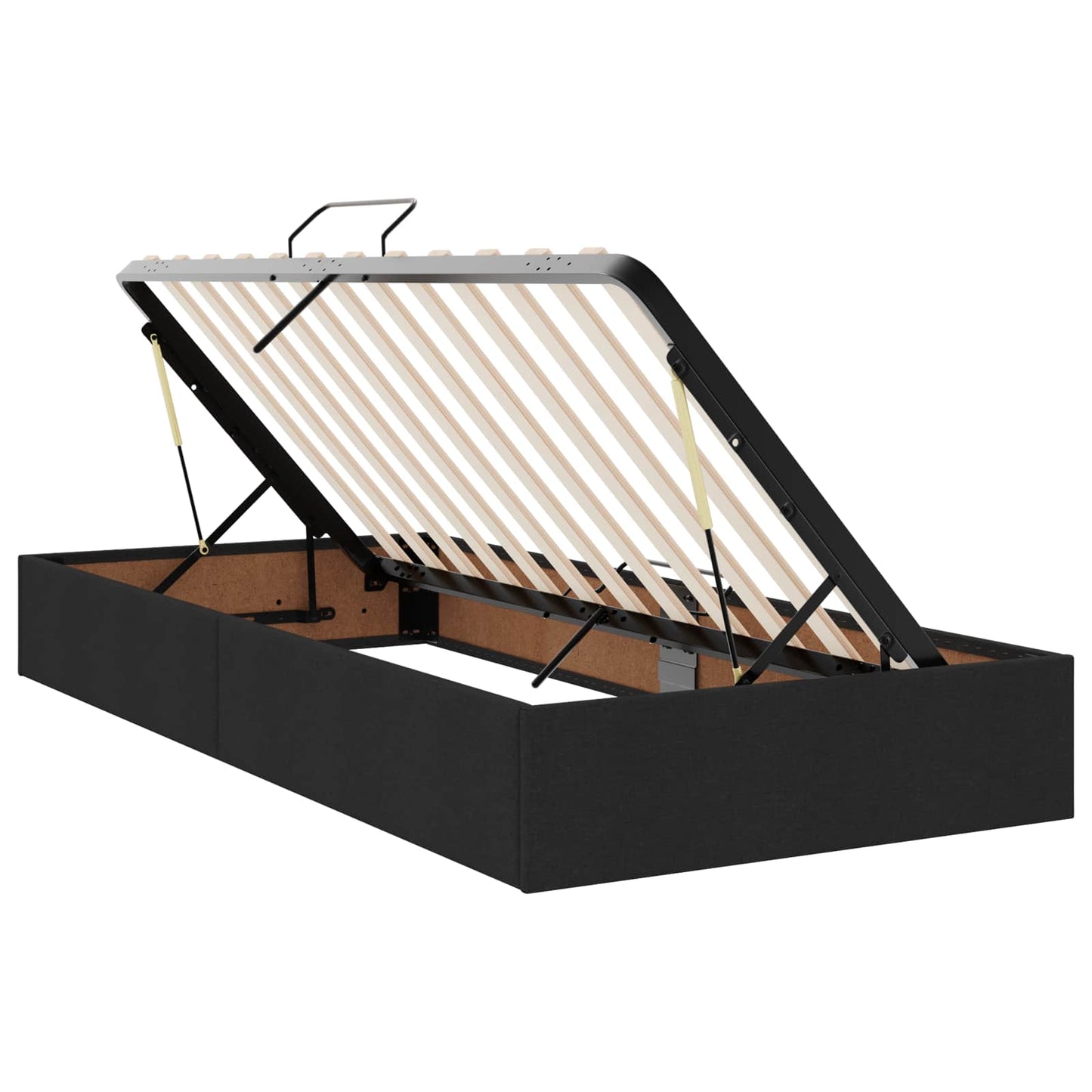 vidaXL Κρεβάτι Αποθήκης με κεφαλάρι Μαύρο 200 x 200 cm Ύφασμα