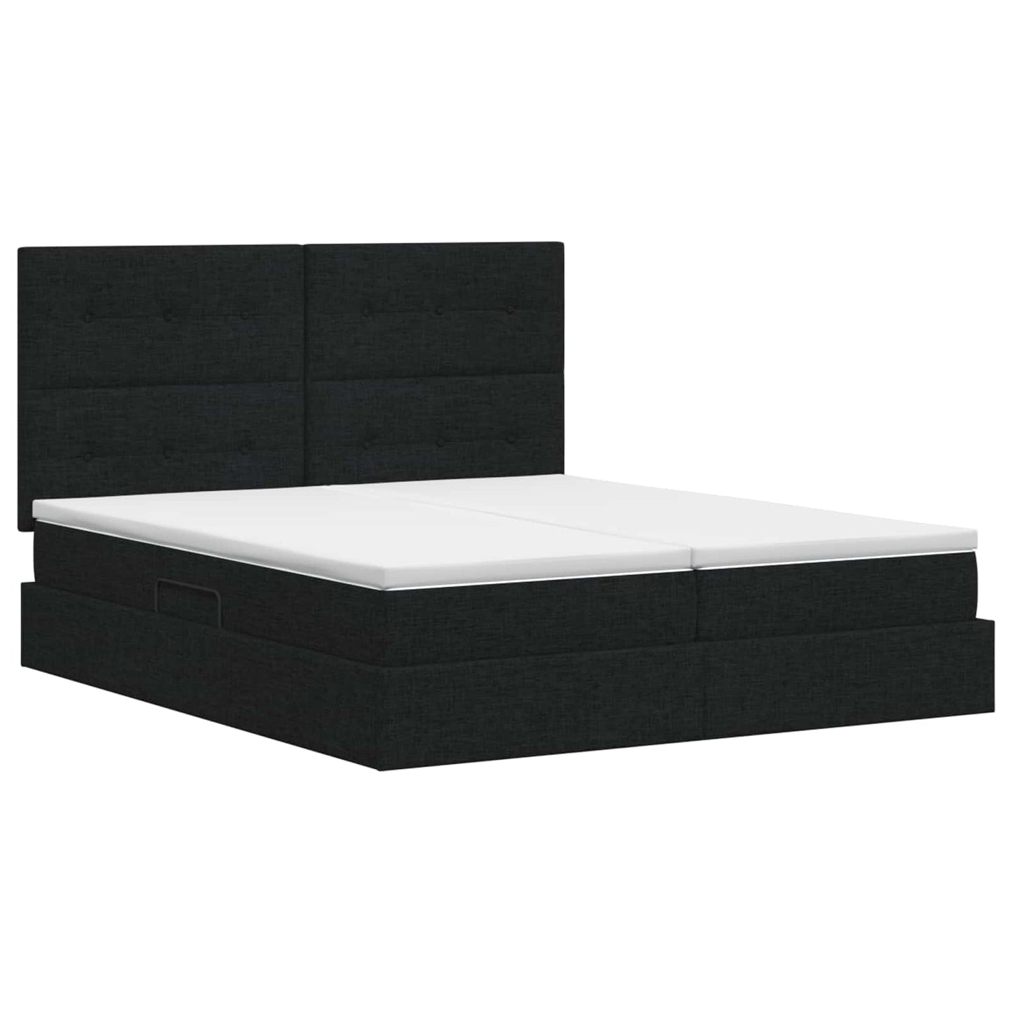 vidaXL Κρεβάτι Αποθήκης με κεφαλάρι Μαύρο 200 x 200 cm Ύφασμα