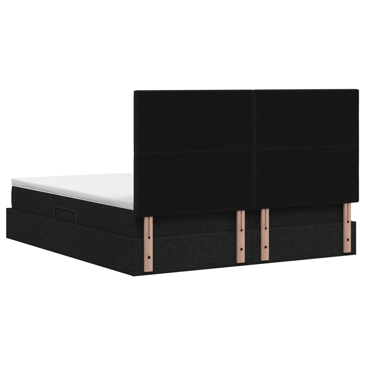 vidaXL Κρεβάτι Αποθήκης με κεφαλάρι Μαύρο 200 x 200 cm Ύφασμα