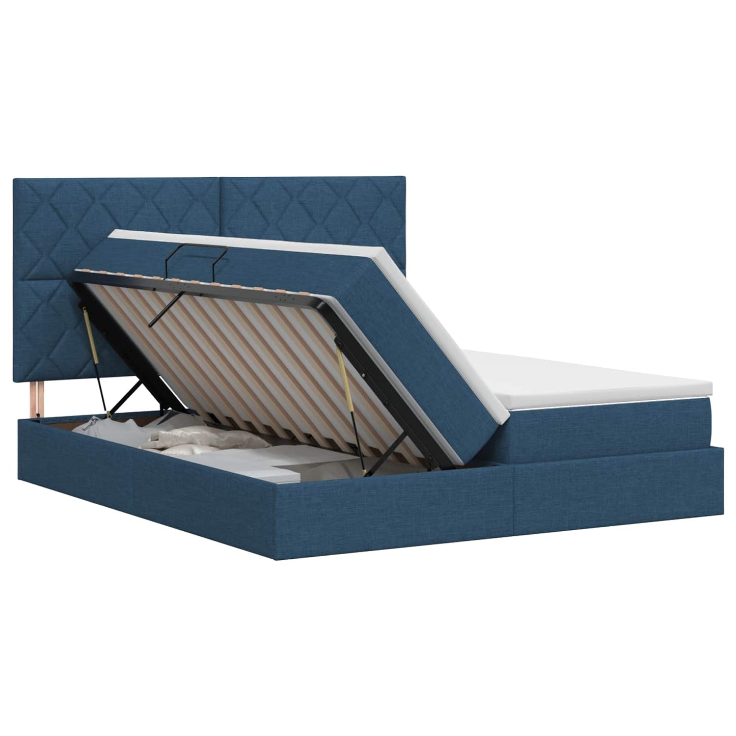vidaXL Κρεβάτι Αποθήκης με κεφαλάρι Μπλε 180 x 200 cm Ύφασμα