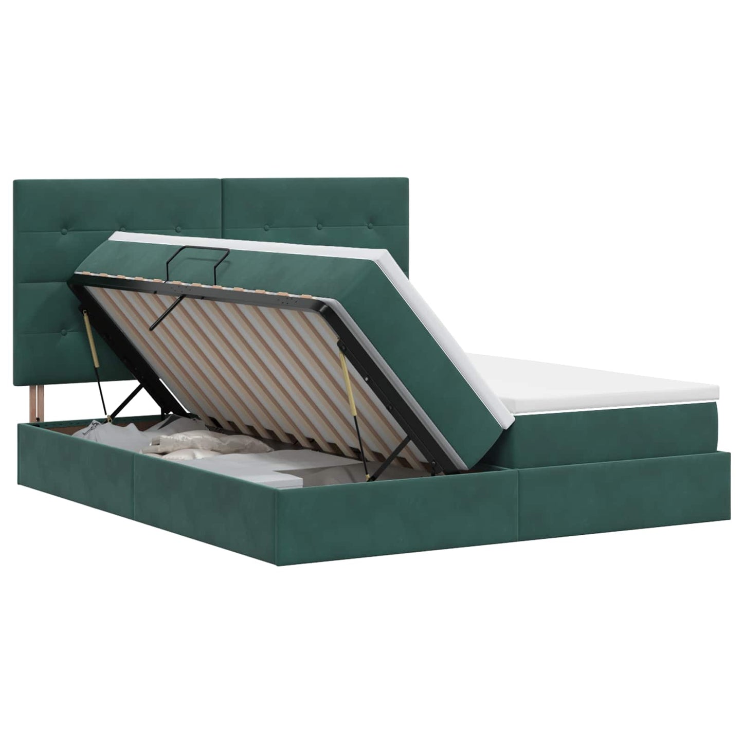 vidaXL Κρεβάτι Αποθήκης Σκούρο Πράσινο 180 x 200 cm Βελούδο