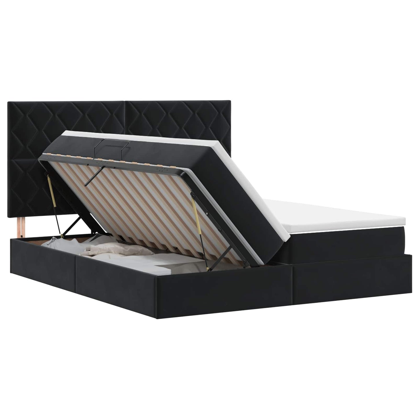 vidaXL Κρεβάτι Αποθήκης με κεφαλάρι Μαύρο 180 x 200 cm Βελούδο