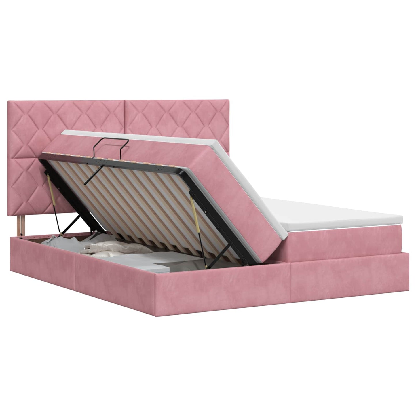 vidaXL Κρεβάτι Αποθήκης με κεφαλάρι Ροζ 180 x 200 cm Βελούδο