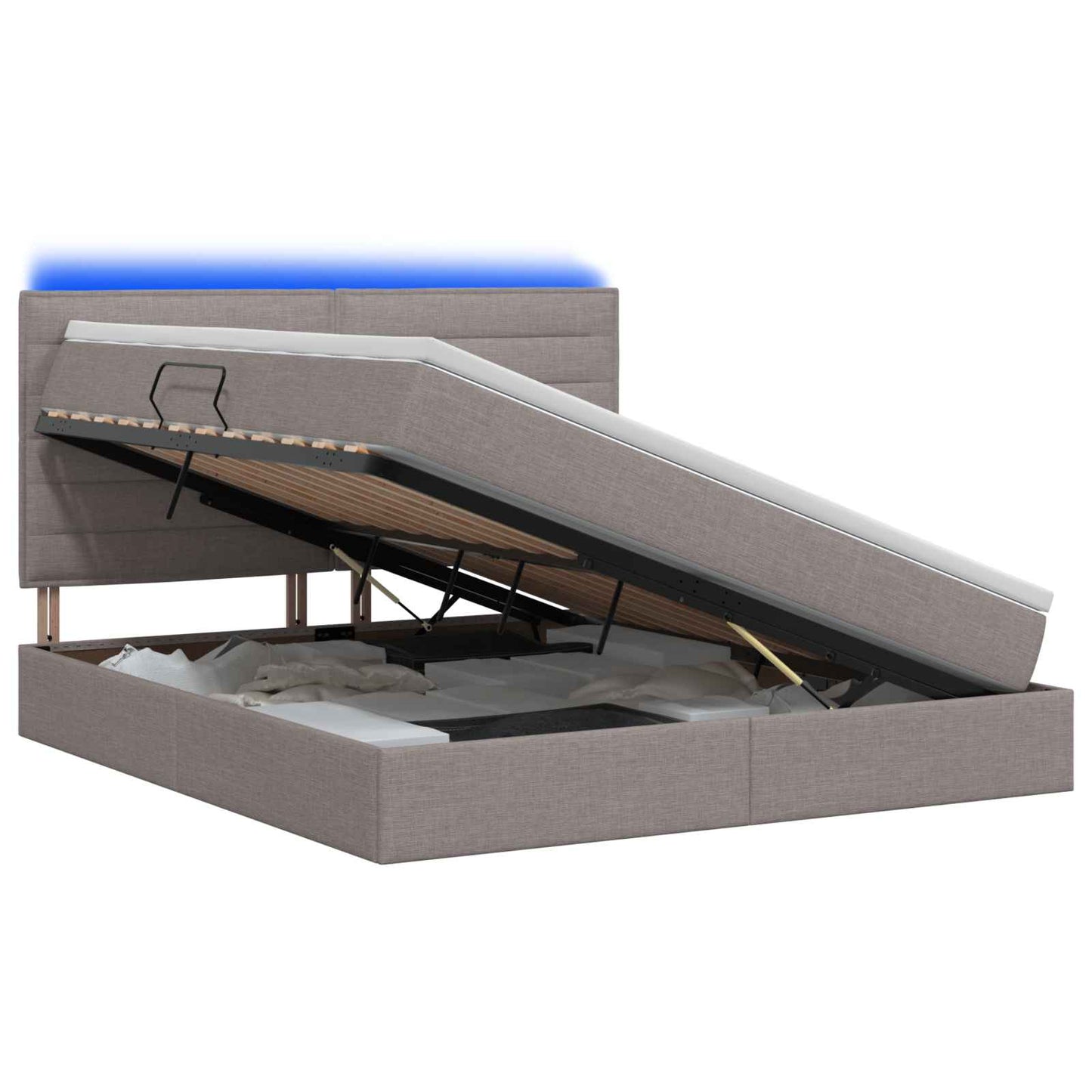 vidaXL LED Κρεβάτι αποθήκευσης με στρώμα Taupe 180 x 200 cm Ύφασμα
